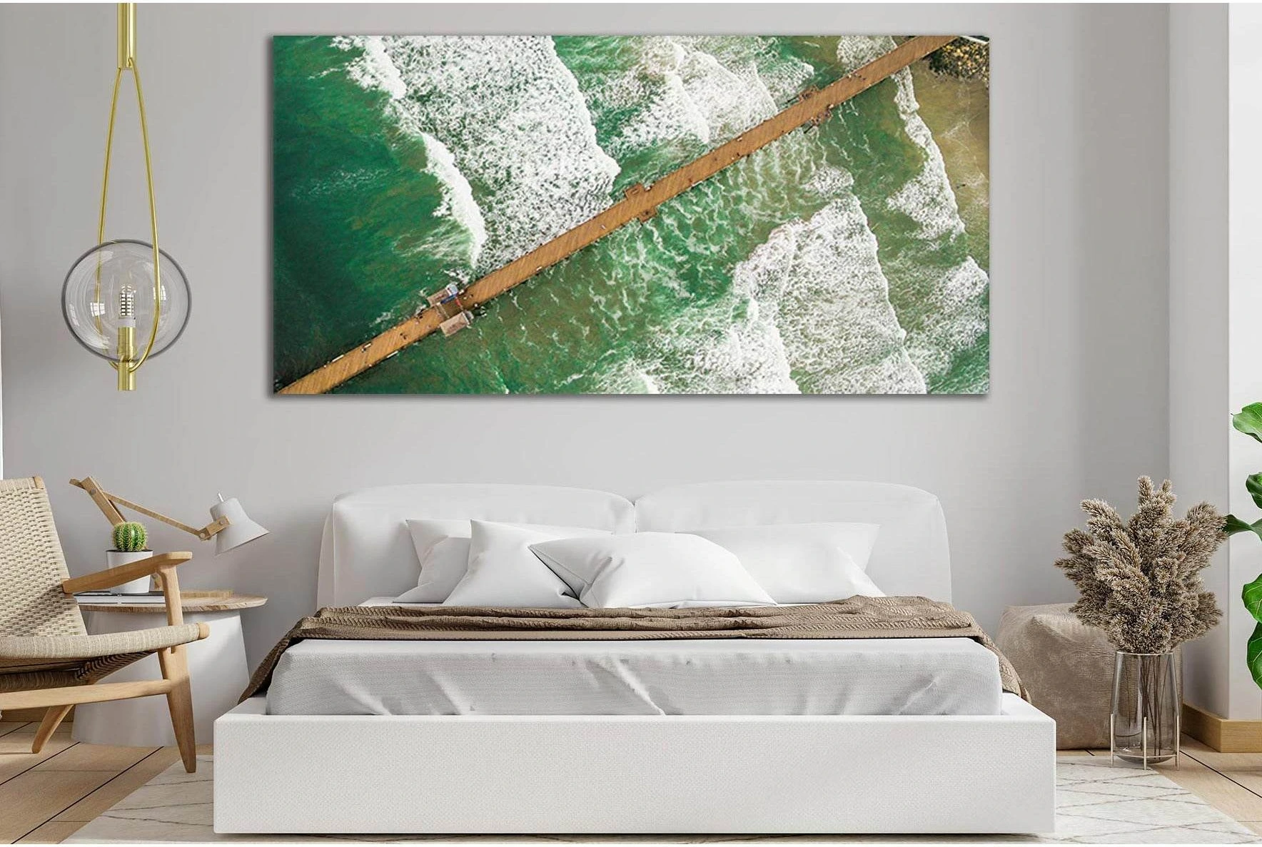 Pier In The Ocean №SL163 Ready to Hang Canvas Print - Zellart Canvas Prints 0new, ALL_Products, Beach Ocean & Waves