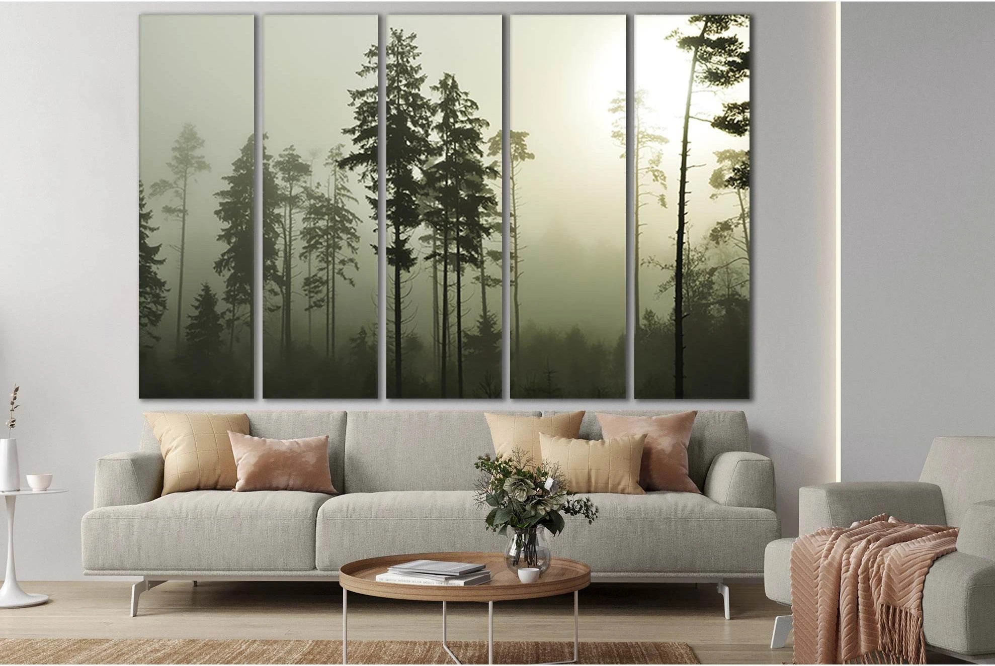 Pine And Fir Trees №SL889 Ready to Hang Canvas Print - Zellart Canvas Prints 0new, ALL_Products, Black & White Wall Art