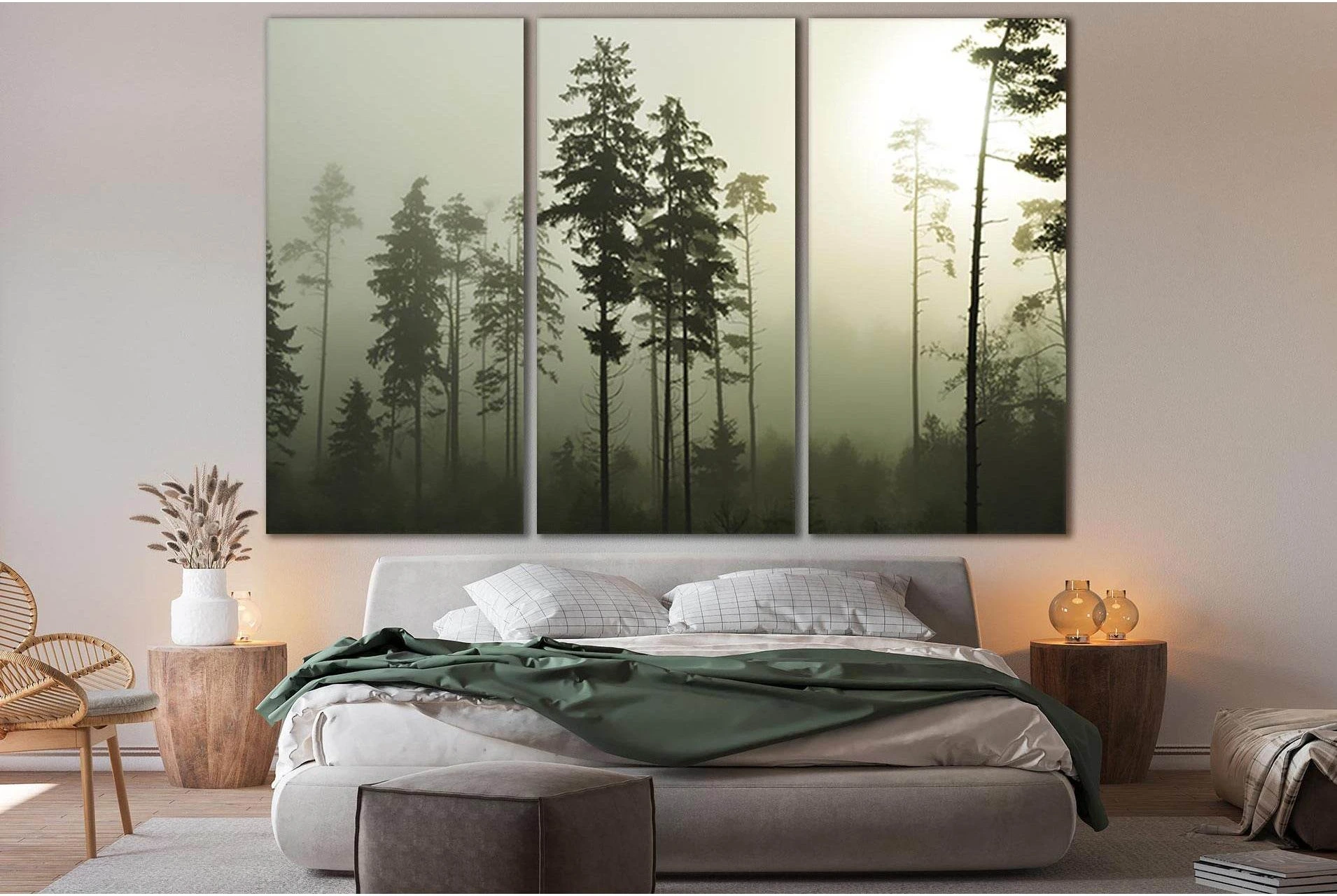 Pine And Fir Trees №SL889 Ready to Hang Canvas Print - Zellart Canvas Prints 0new, ALL_Products, Black & White Wall Art