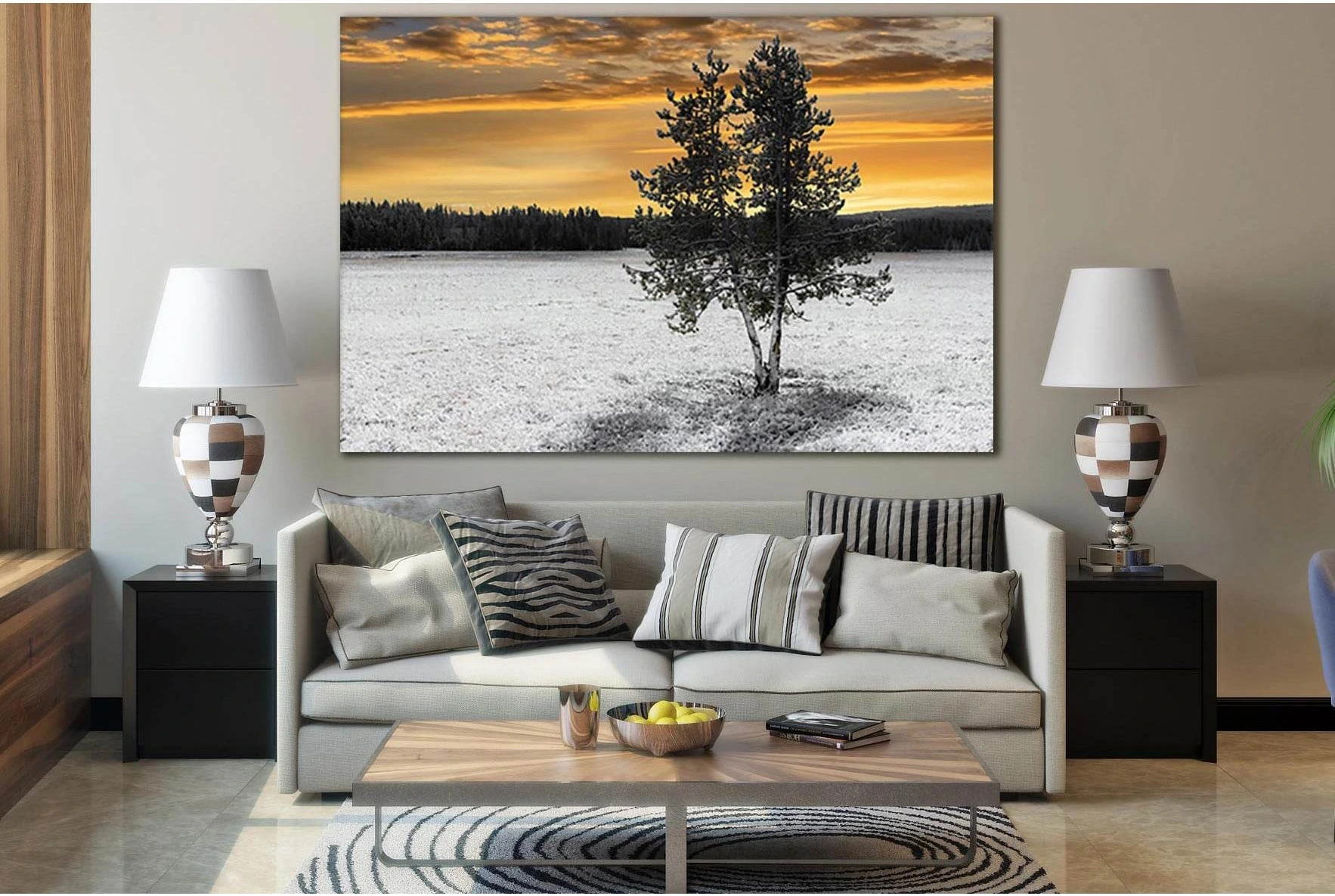 Pine In The Field In Winter №SL804 Ready to Hang Canvas Print - Zellart Canvas Prints 0new, ALL_Products, Trees Wall Art