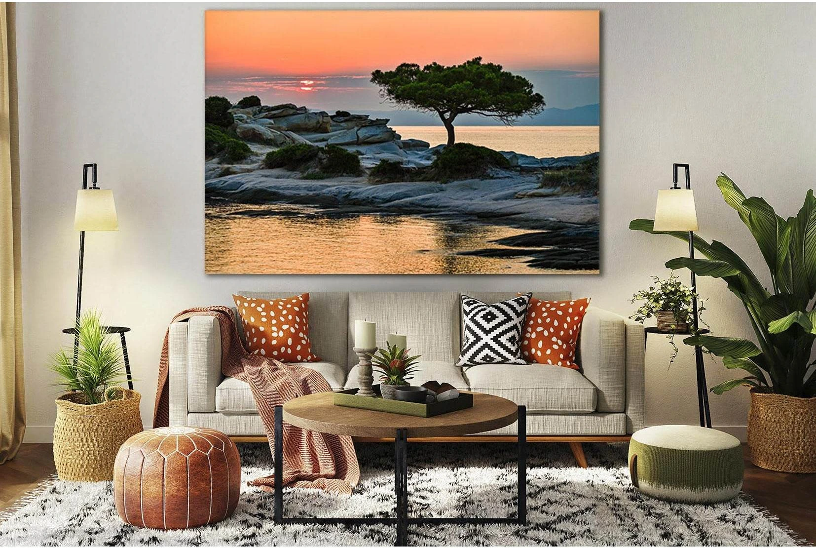 Pine Tree At Sunset №SL818 Ready to Hang Canvas Print - Zellart Canvas Prints 0new, ALL_Products, Trees Wall Art