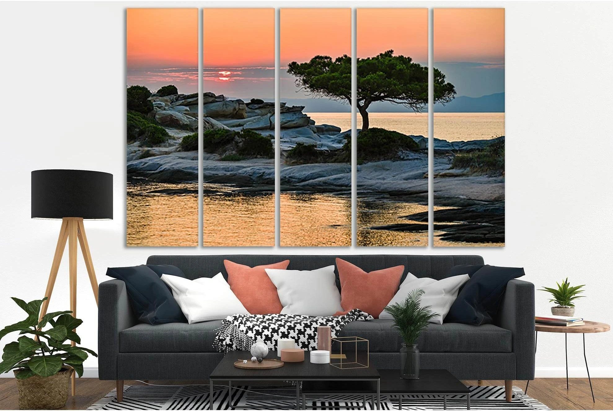 Pine Tree At Sunset №SL818 Ready to Hang Canvas Print - Zellart Canvas Prints 0new, ALL_Products, Trees Wall Art