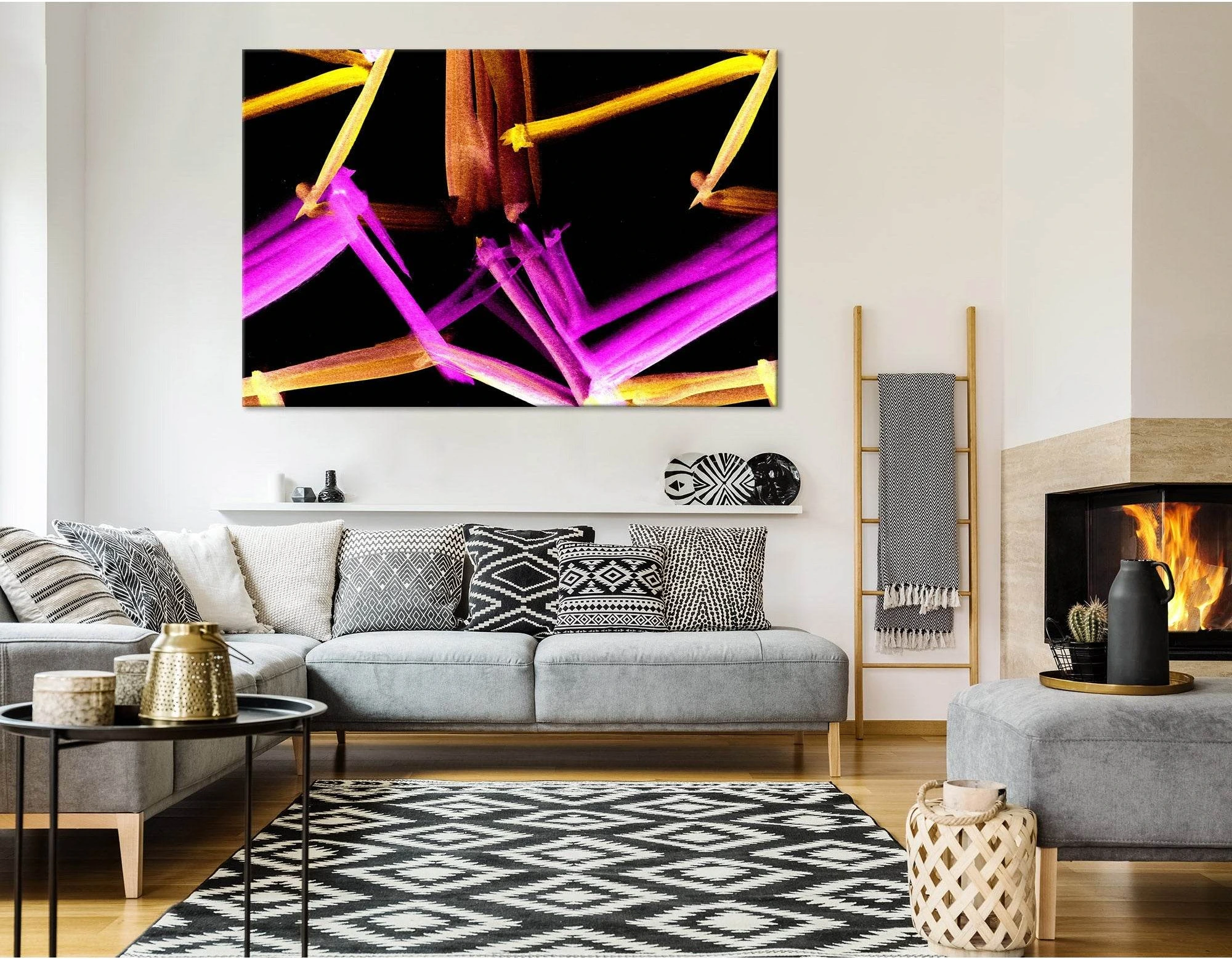 Pink And Orange Abstract №04278 Ready to Hang Canvas Print - Zellart Canvas Prints ALL_Products