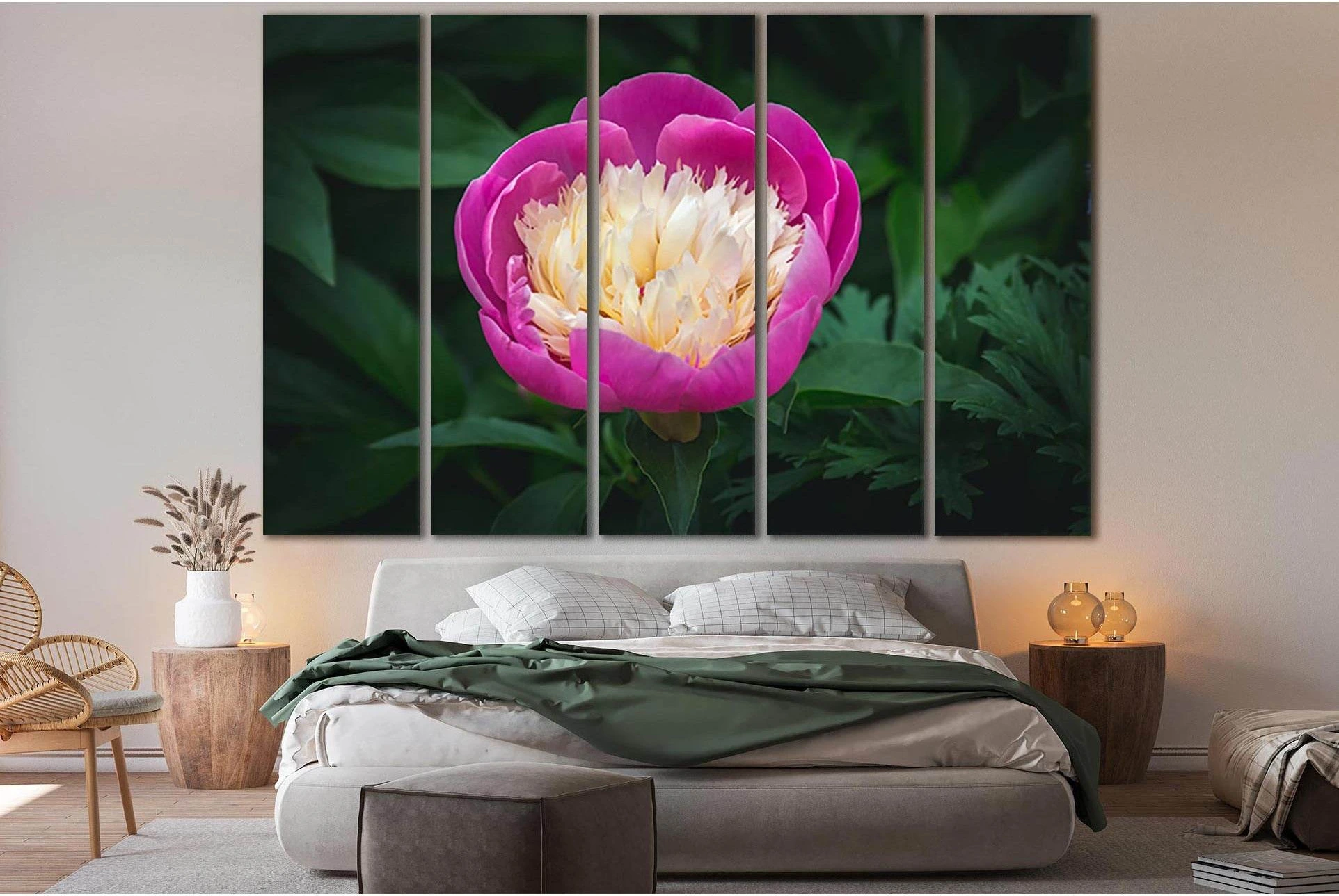Pink And White Petaled Flower №SL719 Ready to Hang Canvas Print - Zellart Canvas Prints 0new, ALL_Products, Floral & Botanical Wall Art