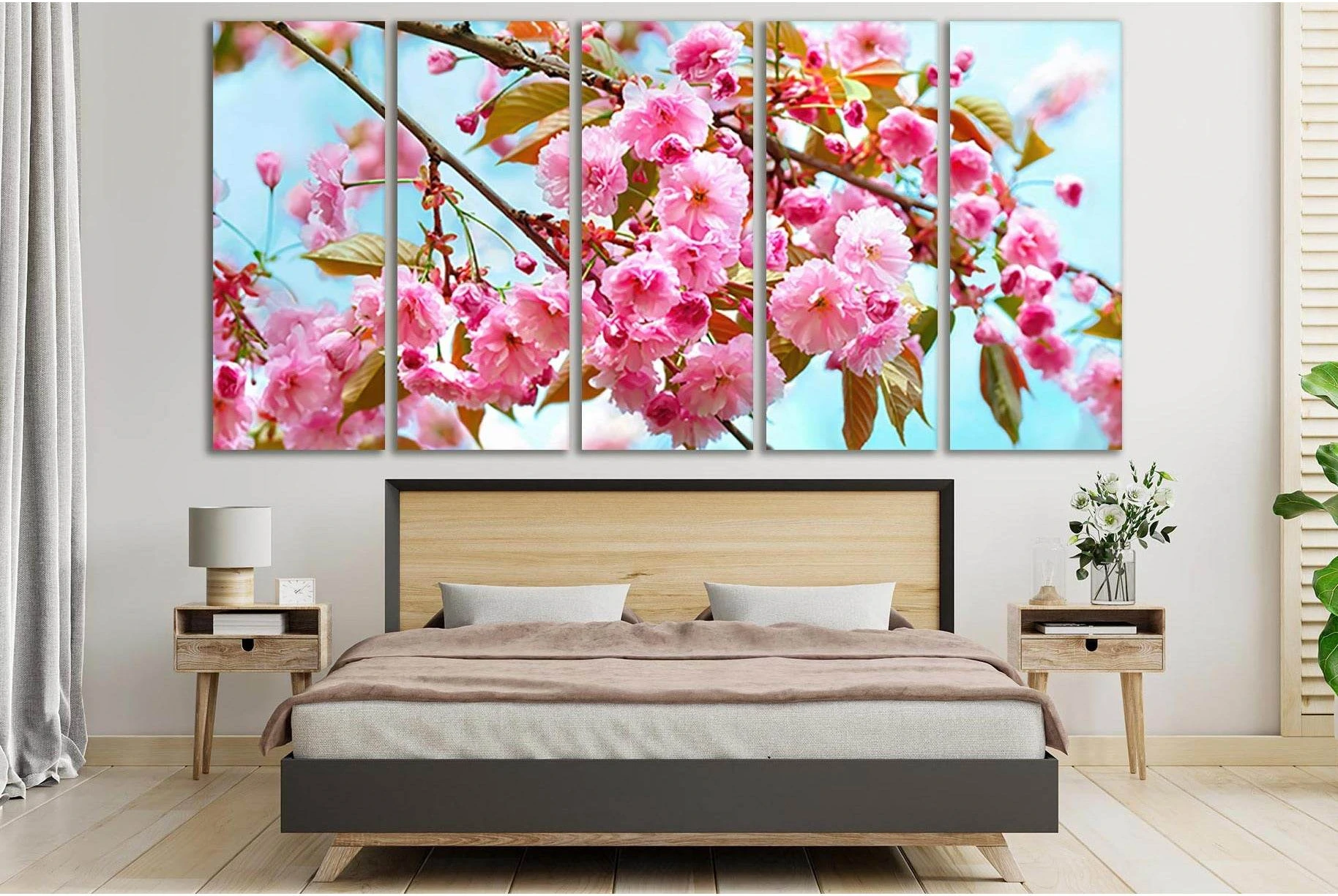 Pink Cherry Flowers Close Up №SL667 Ready to Hang Canvas Print - Zellart Canvas Prints 0new, ALL_Products, Floral & Botanical Wall Art