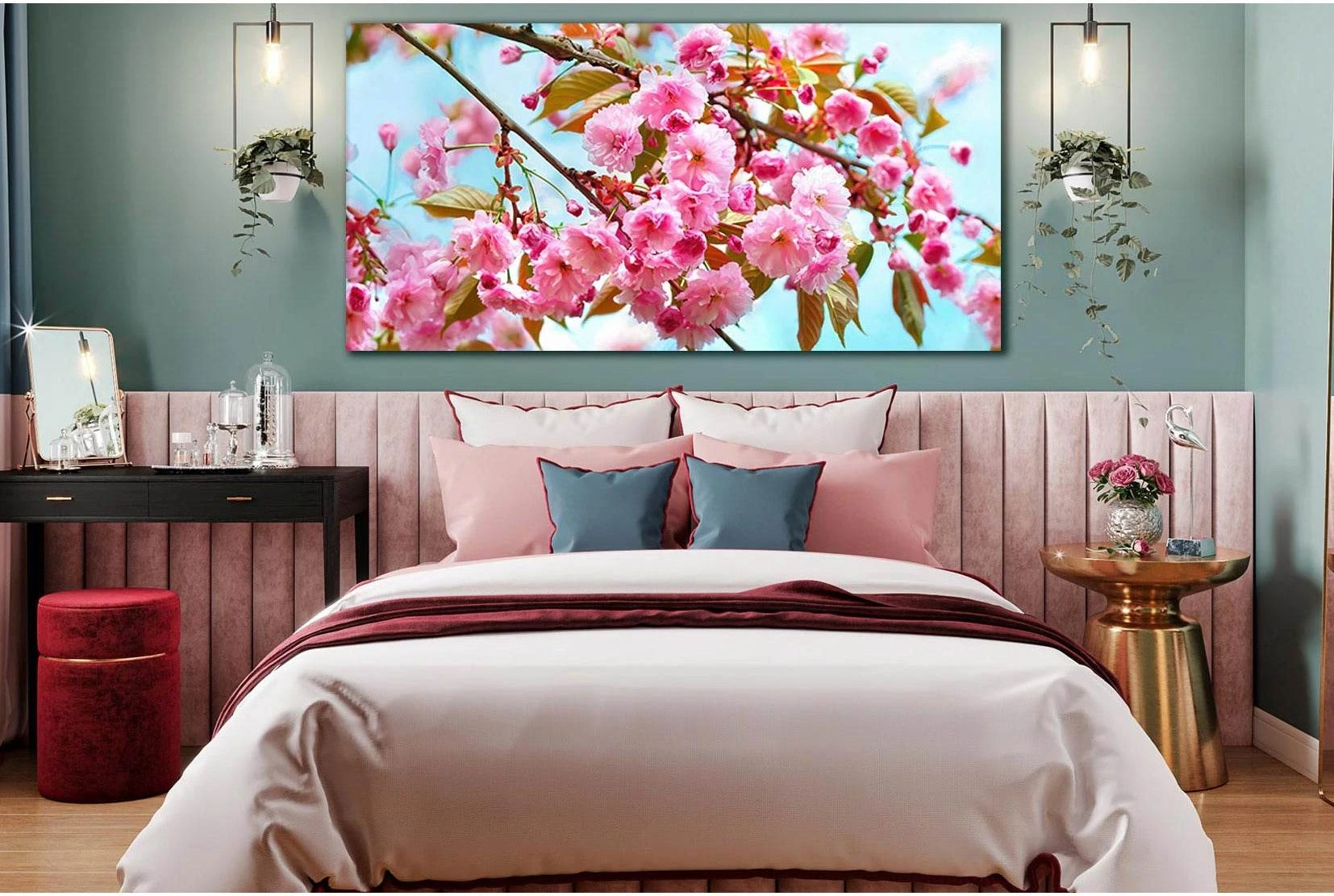 Pink Cherry Flowers Close Up №SL667 Ready to Hang Canvas Print - Zellart Canvas Prints 0new, ALL_Products, Floral & Botanical Wall Art