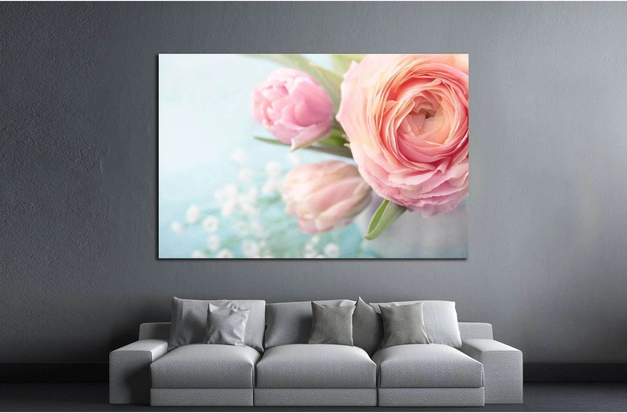 Pink flowers in a vase №1335 Ready to Hang Canvas Print - Zellart Canvas Prints ALL_Products, s-1335
