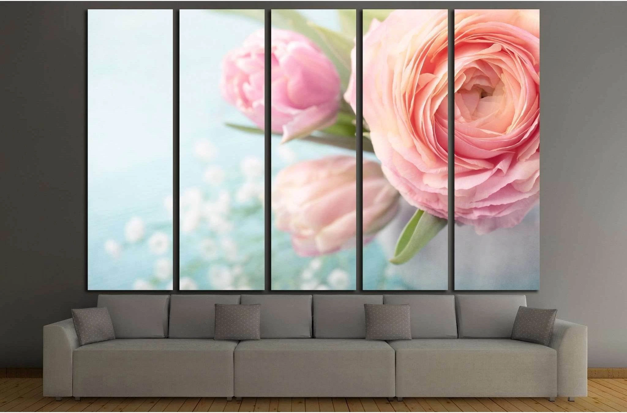 Pink flowers in a vase №1335 Ready to Hang Canvas Print - Zellart Canvas Prints ALL_Products, s-1335
