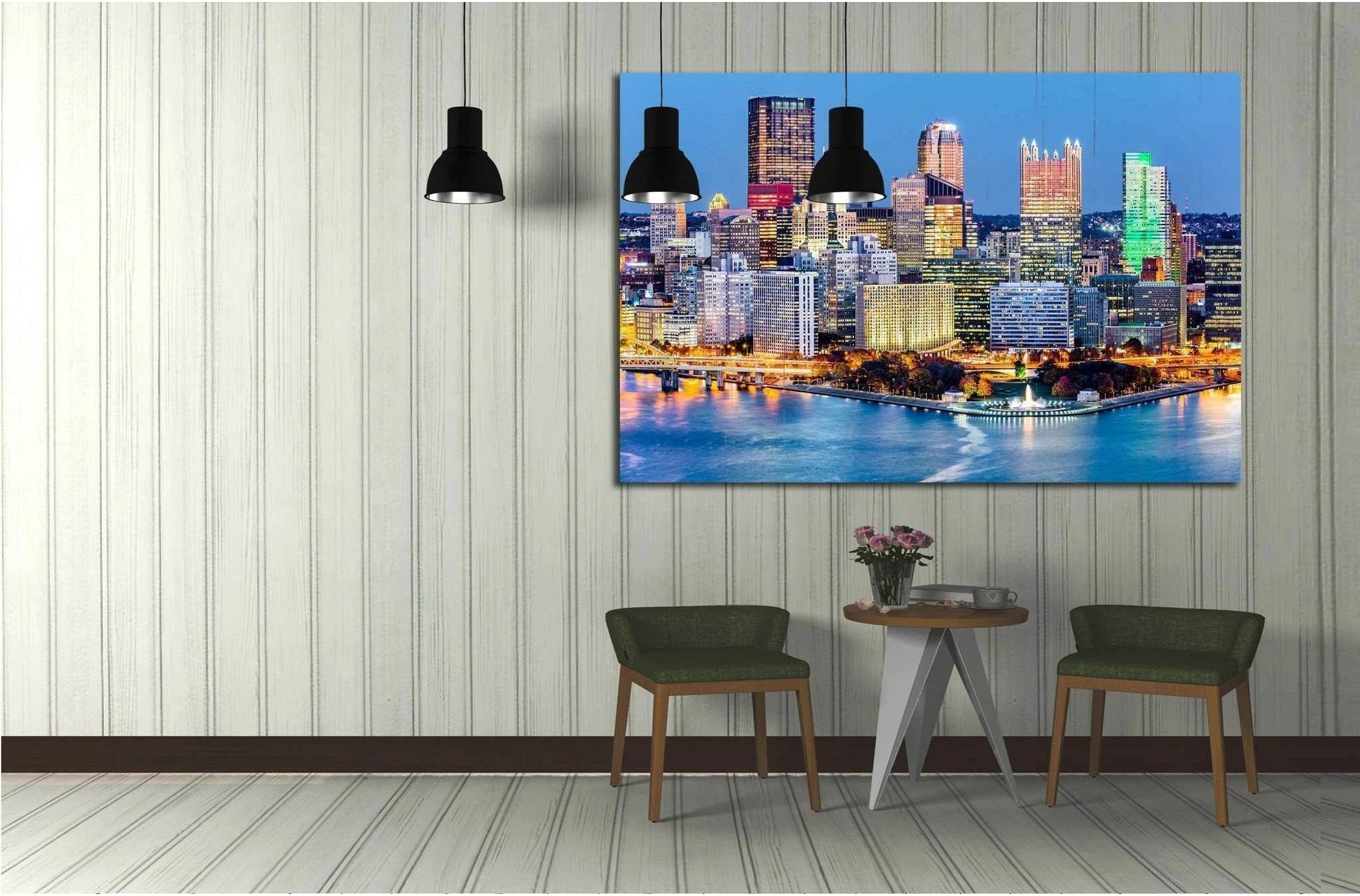 Pittsburgh, Monongahela and Ohio rivers №1735 Ready to Hang Canvas Print - Zellart Canvas Prints ALL_Products, s-1735