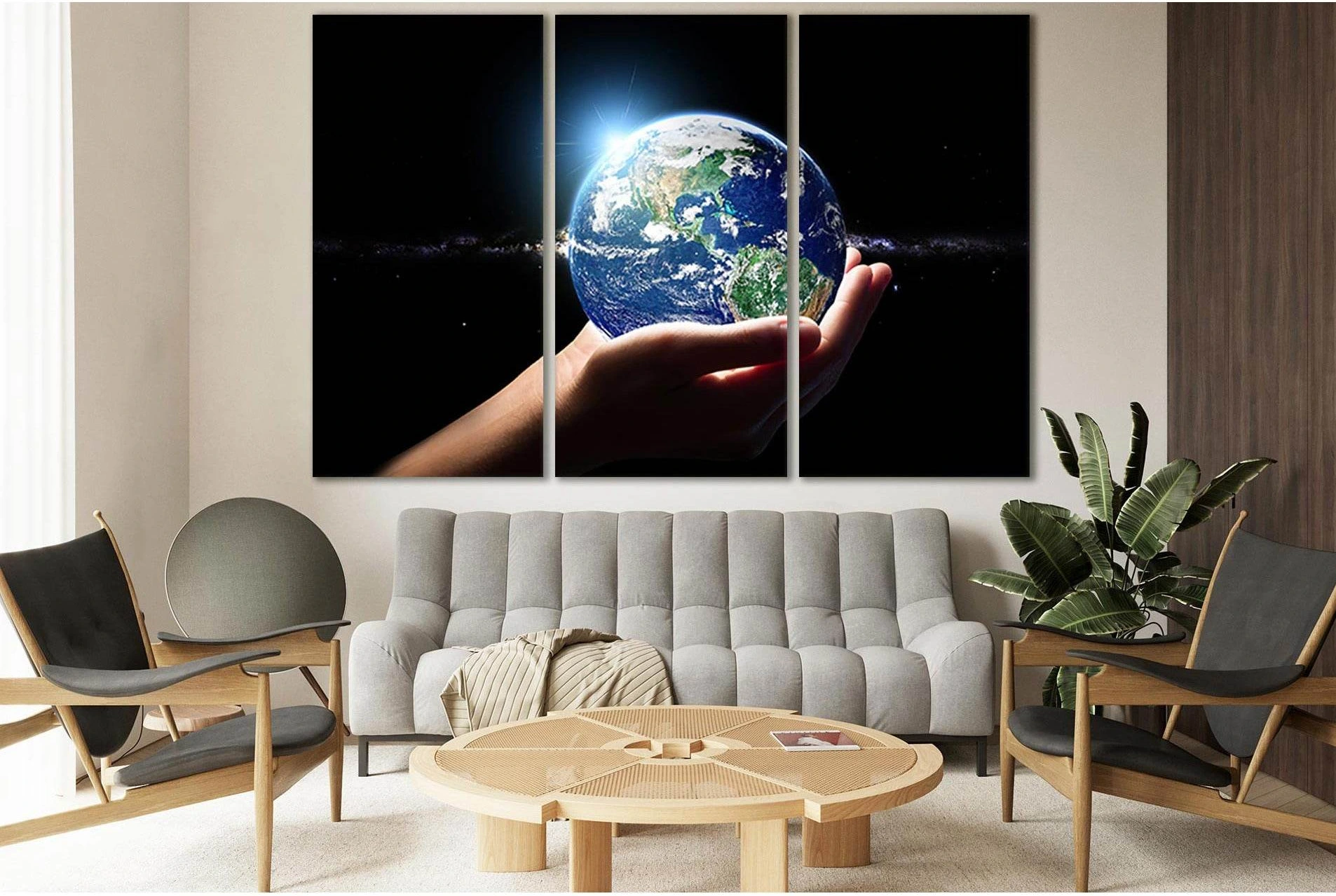 Planet Earth In Hand №SL394 Ready to Hang Canvas Print - Zellart Canvas Prints 0new, ALL_Products, Astronomy & Space Canvas Wall Art