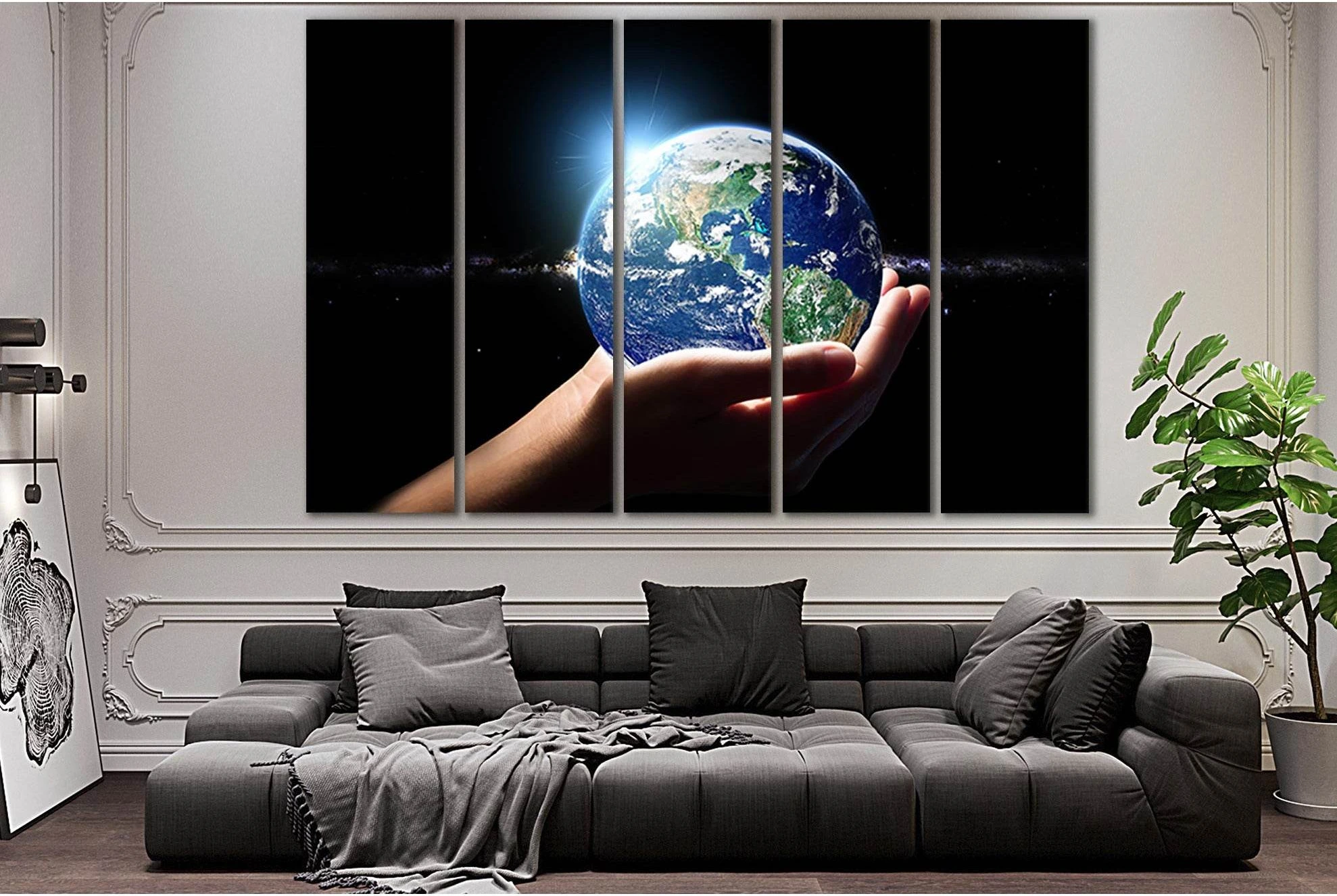 Planet Earth In Hand №SL394 Ready to Hang Canvas Print - Zellart Canvas Prints 0new, ALL_Products, Astronomy & Space Canvas Wall Art