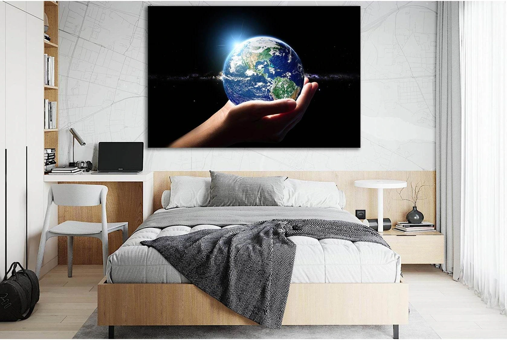 Planet Earth In Hand №SL394 Ready to Hang Canvas Print - Zellart Canvas Prints 0new, ALL_Products, Astronomy & Space Canvas Wall Art