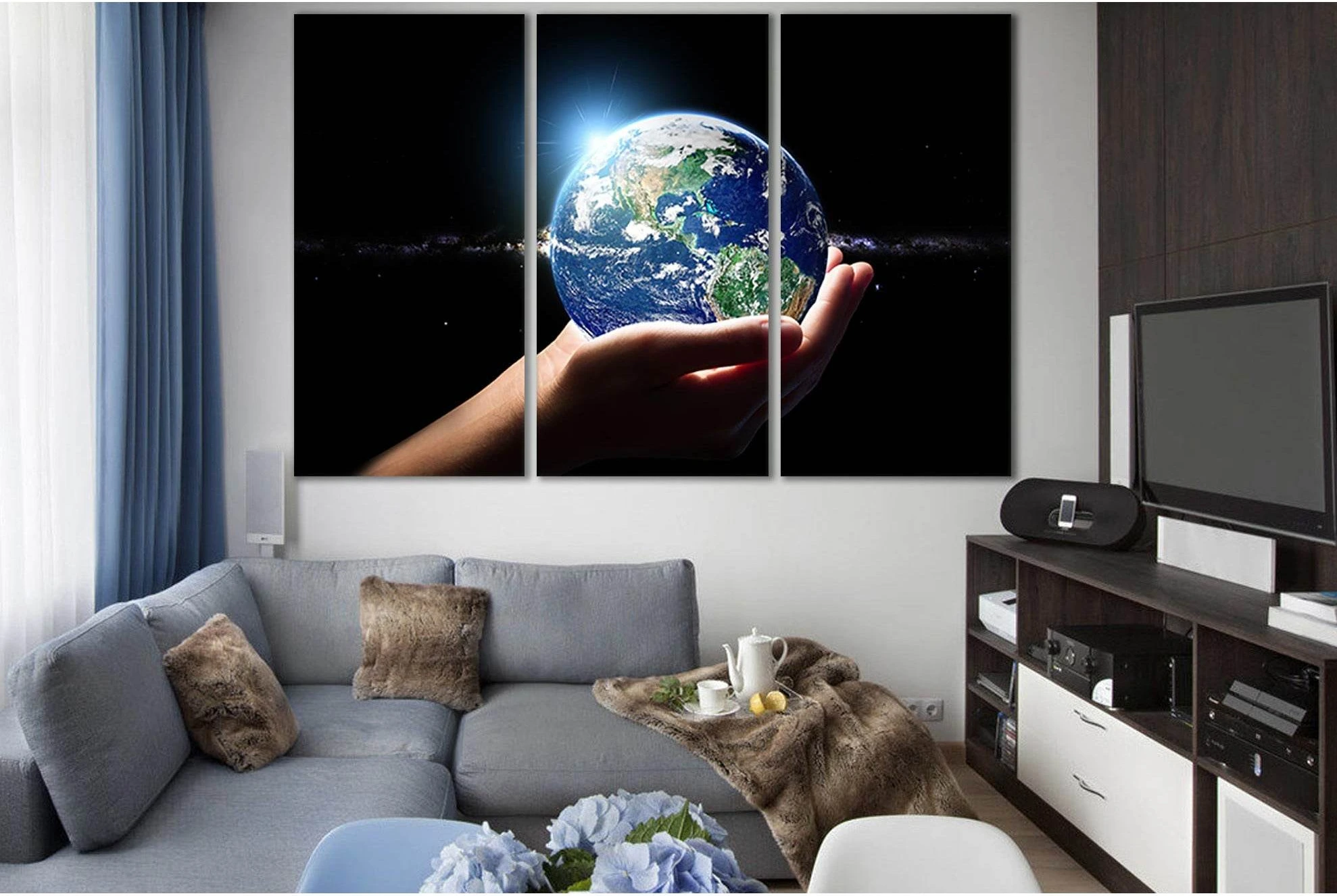 Planet Earth In Hand №SL969 Ready to Hang Canvas Print - Zellart Canvas Prints 0new, ALL_Products, Astronomy & Space Canvas Wall Art