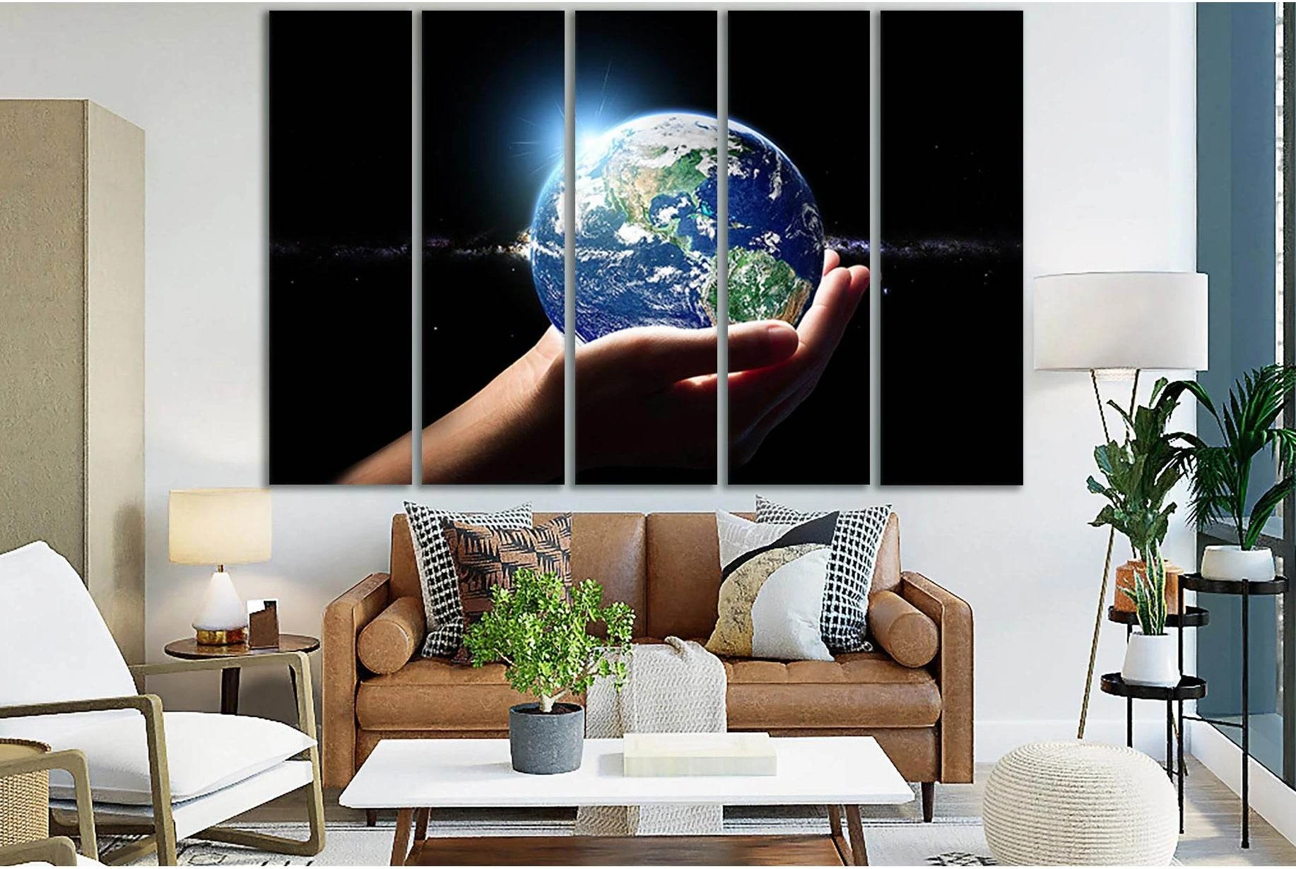 Planet Earth In Hand №SL969 Ready to Hang Canvas Print - Zellart Canvas Prints 0new, ALL_Products, Astronomy & Space Canvas Wall Art