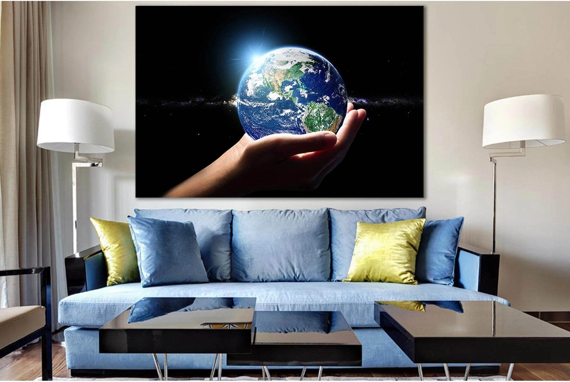 Planet Earth In Hand №SL969 Ready to Hang Canvas Print - Zellart Canvas Prints 0new, ALL_Products, Astronomy & Space Canvas Wall Art