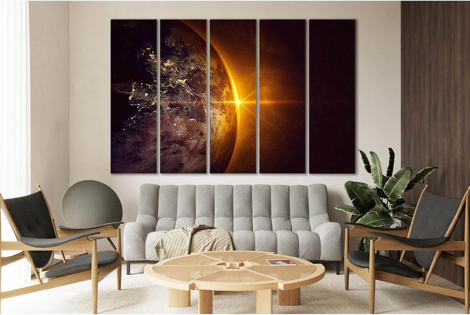 Planet Earth Space Sunrise №SL287 Ready to Hang Canvas Print - Zellart Canvas Prints 0new, ALL_Products, SUNRISE & SUNSET WALL ART