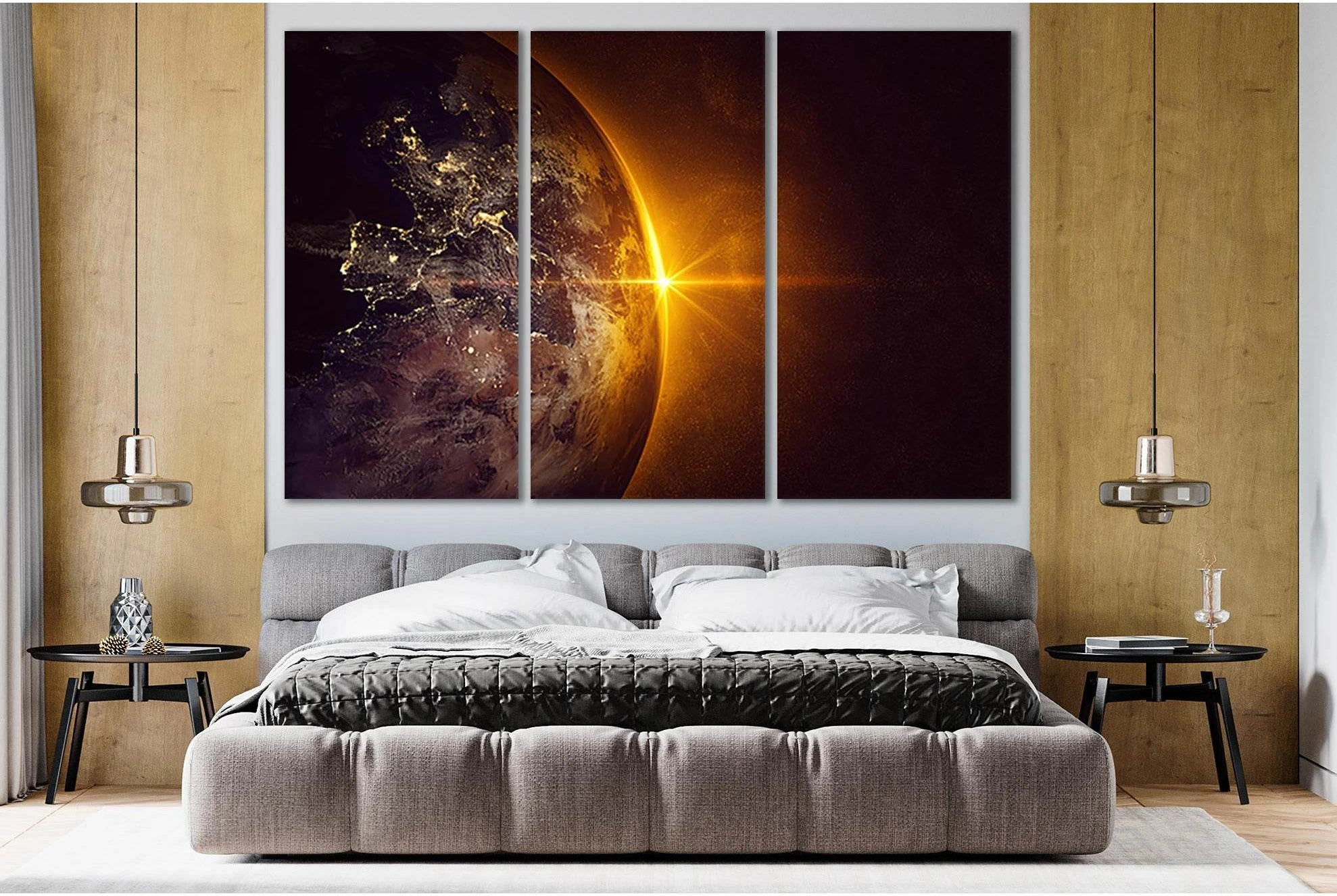 Planet Earth Space Sunrise №SL287 Ready to Hang Canvas Print - Zellart Canvas Prints 0new, ALL_Products, SUNRISE & SUNSET WALL ART