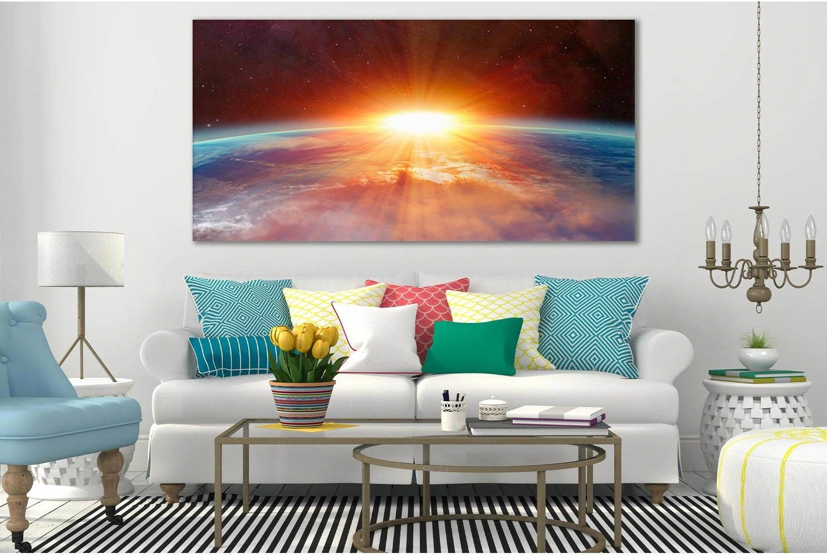 Planet Earth With A Spectacular Sunset №SL431 Ready to Hang Canvas Print - Zellart Canvas Prints 0new, ALL_Products, Astronomy & Space Canvas Wall Art