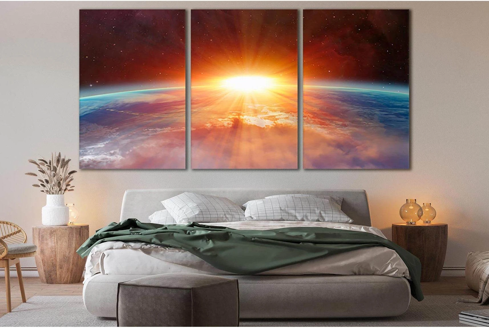 Planet Earth With A Spectacular Sunset №SL431 Ready to Hang Canvas Print - Zellart Canvas Prints 0new, ALL_Products, Astronomy & Space Canvas Wall Art