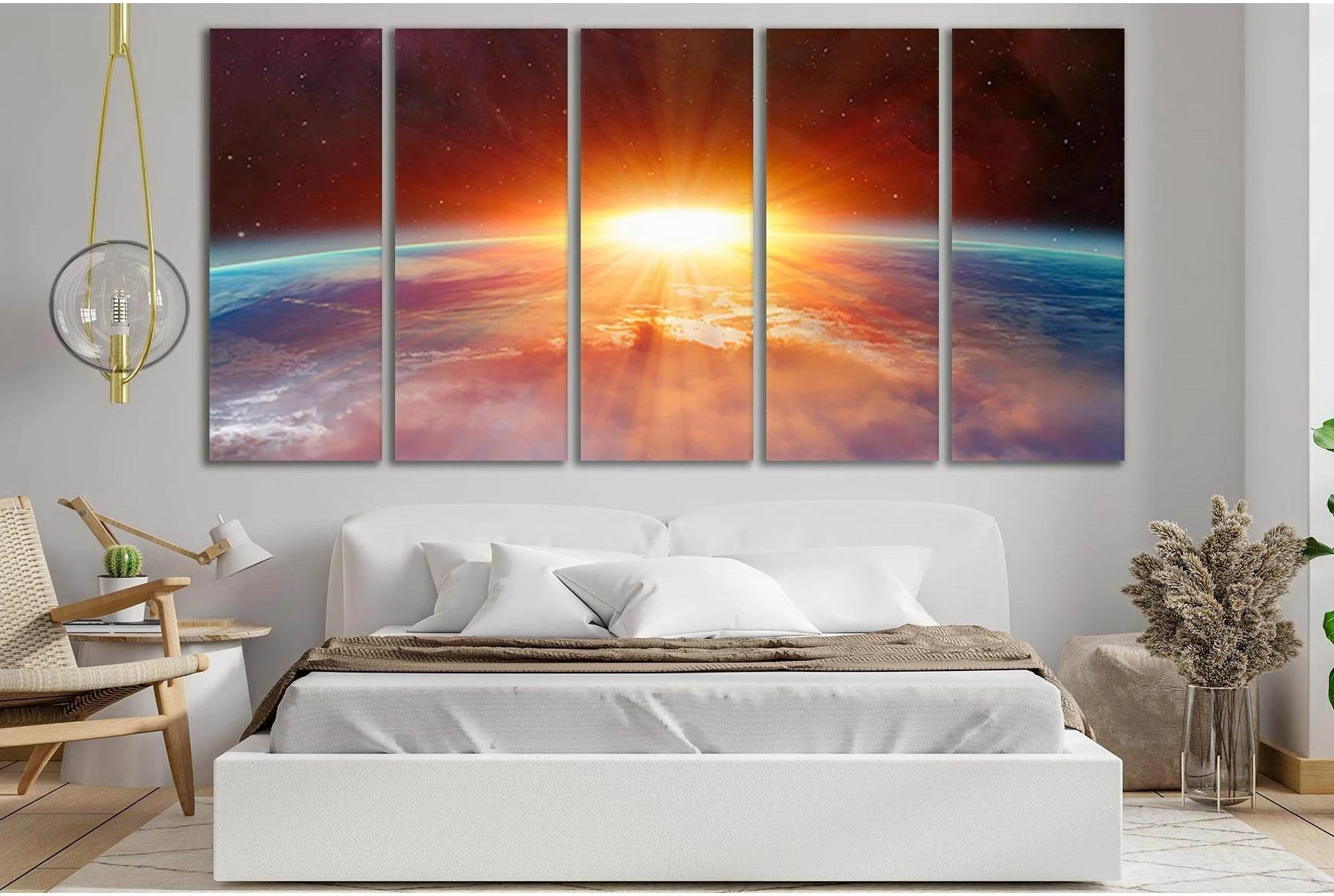 Planet Earth With A Spectacular Sunset №SL431 Ready to Hang Canvas Print - Zellart Canvas Prints 0new, ALL_Products, Astronomy & Space Canvas Wall Art