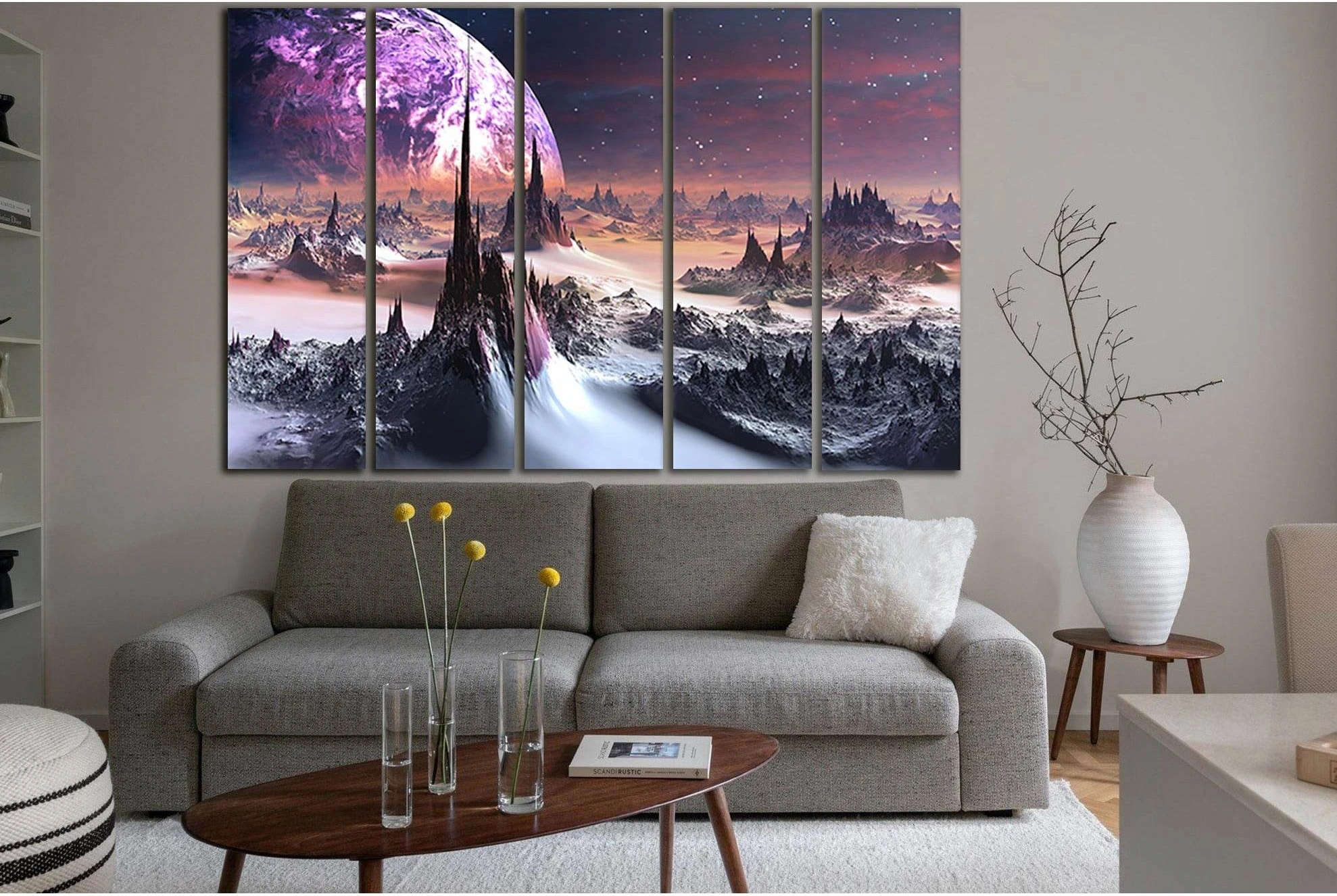 Planet On The Horizon №SL984 Ready to Hang Canvas Print - Zellart Canvas Prints 0new, ALL_Products, Astronomy & Space Canvas Wall Art