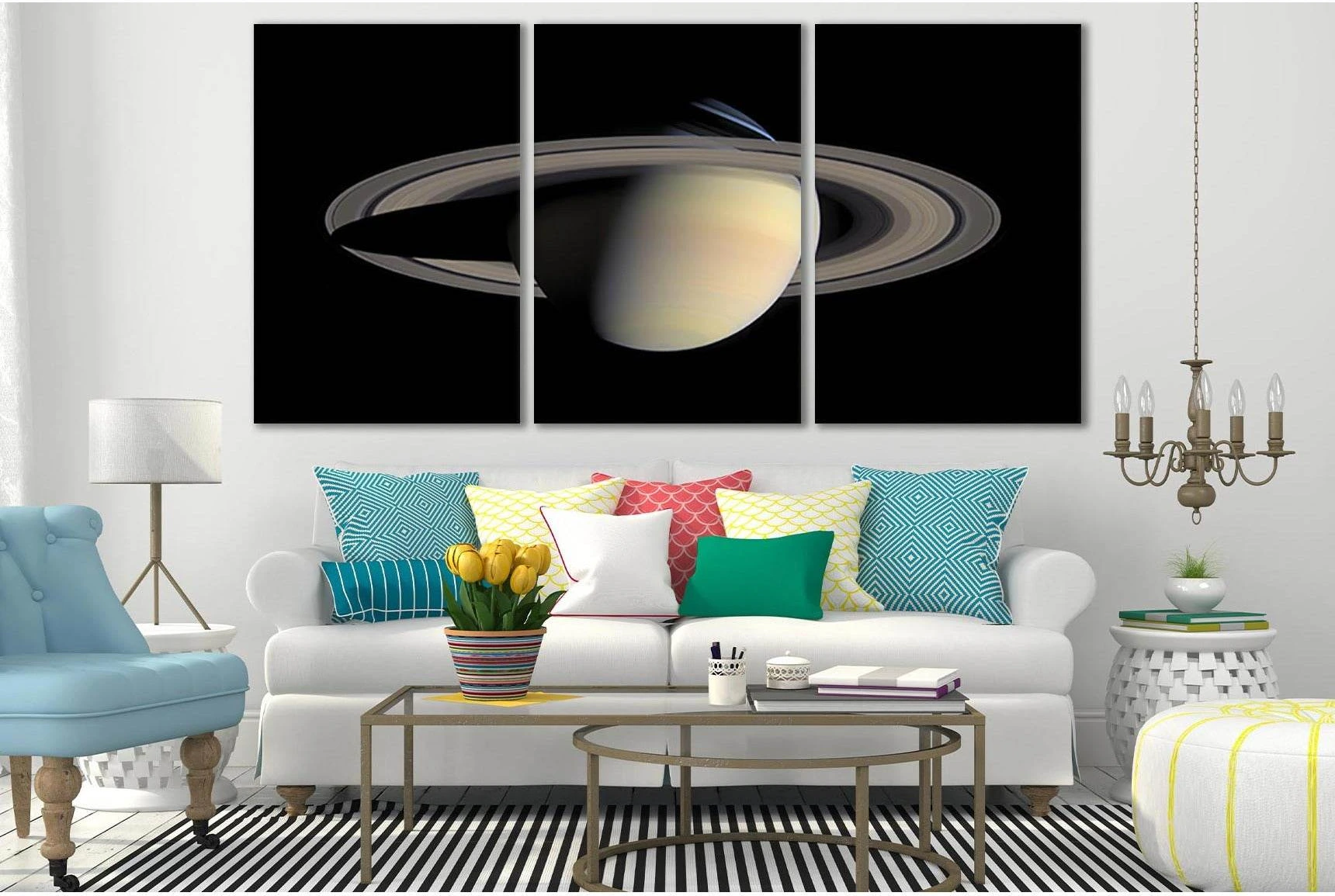 Planet Saturn Close Up №SL383 Ready to Hang Canvas Print - Zellart Canvas Prints 0new, ALL_Products, Astronomy & Space Canvas Wall Art