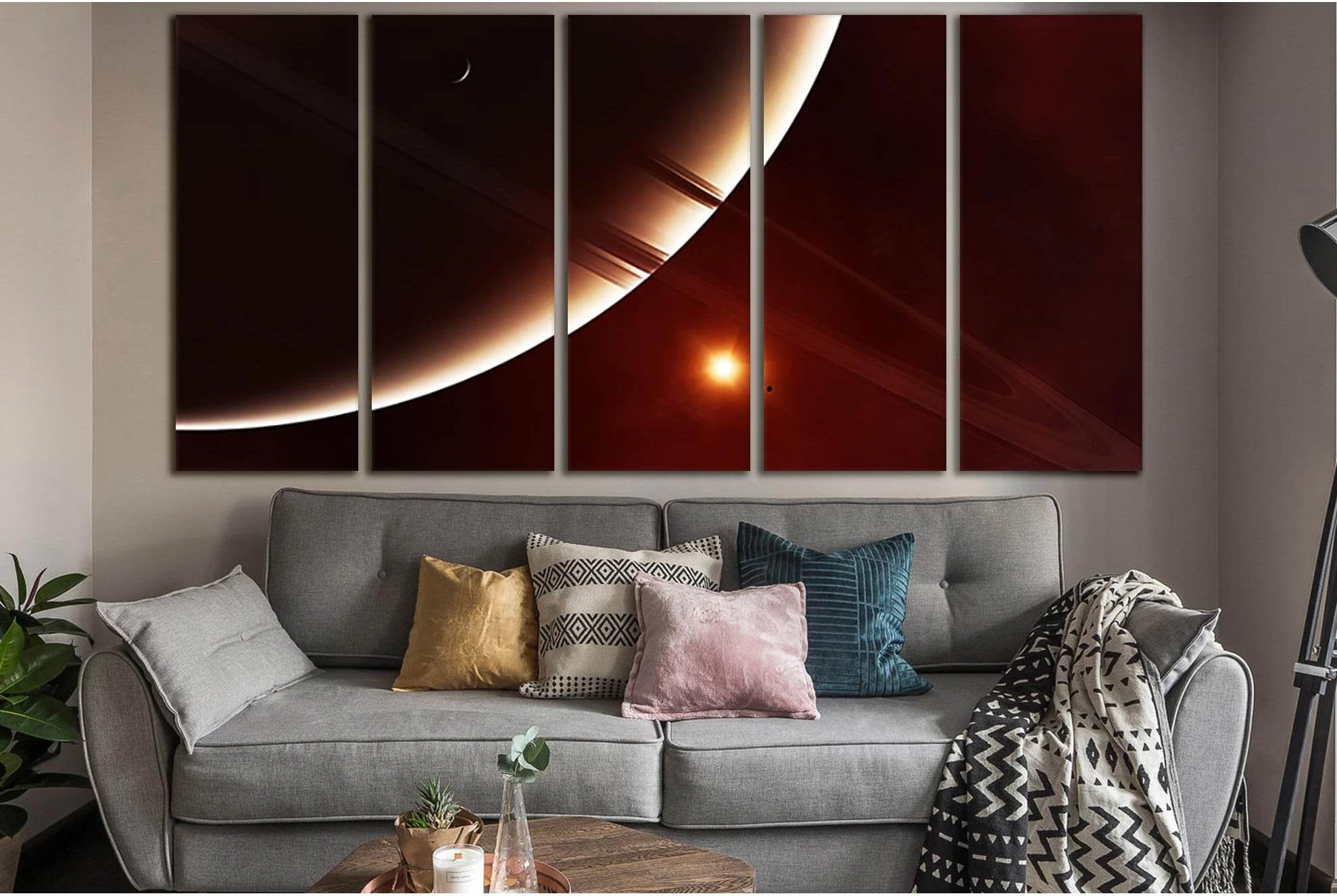 Planet Saturn №SL958 Ready to Hang Canvas Print - Zellart Canvas Prints 0new, ALL_Products, Astronomy & Space Canvas Wall Art