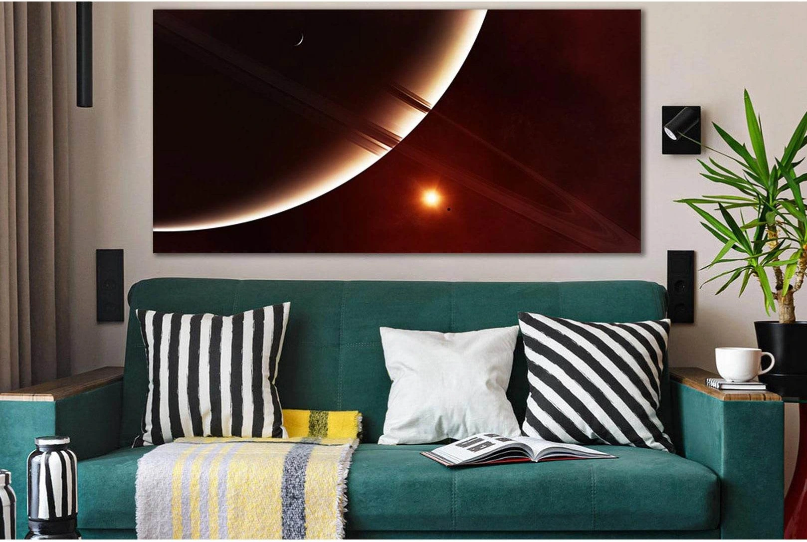 Planet Saturn №SL958 Ready to Hang Canvas Print - Zellart Canvas Prints 0new, ALL_Products, Astronomy & Space Canvas Wall Art