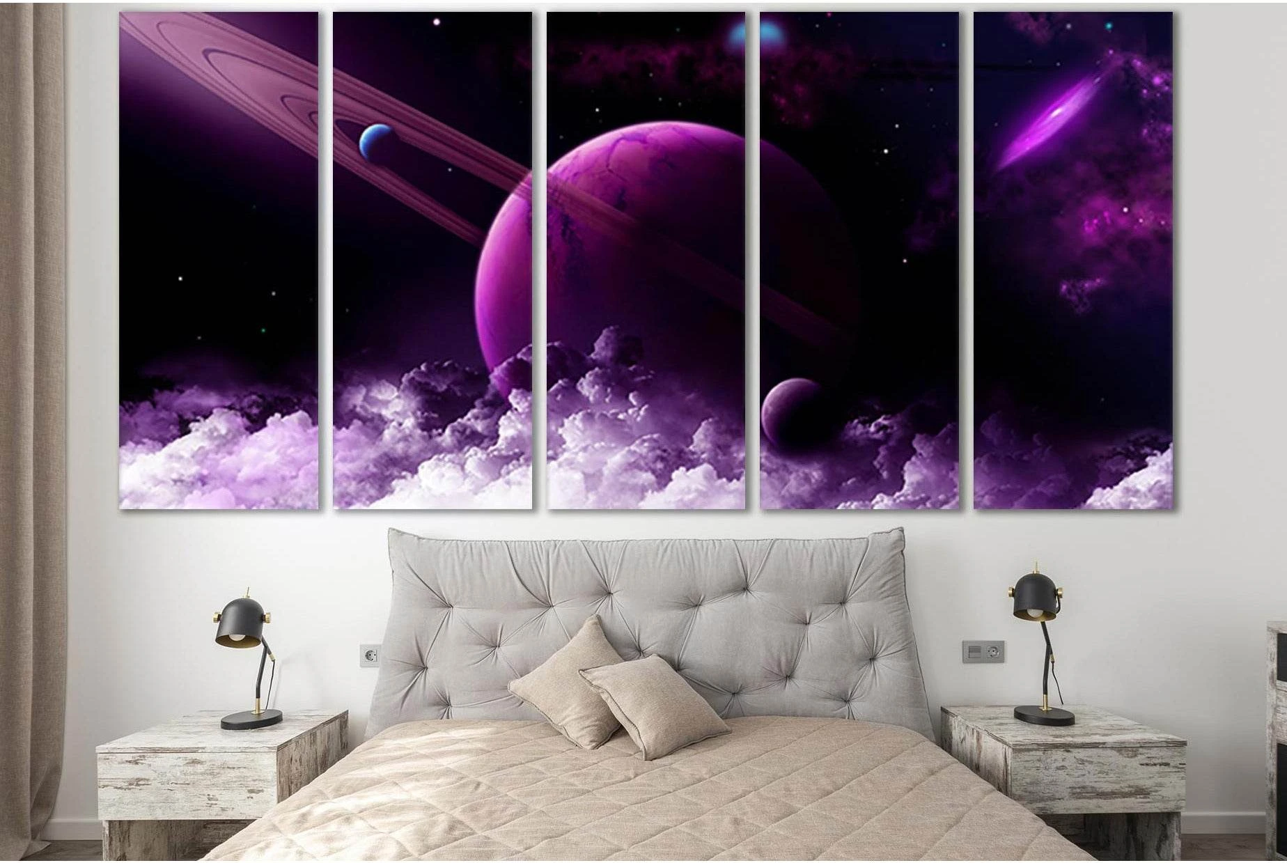 Planets Cloud Space №SL962 Ready to Hang Canvas Print - Zellart Canvas Prints 0new, ALL_Products, Astronomy & Space Canvas Wall Art
