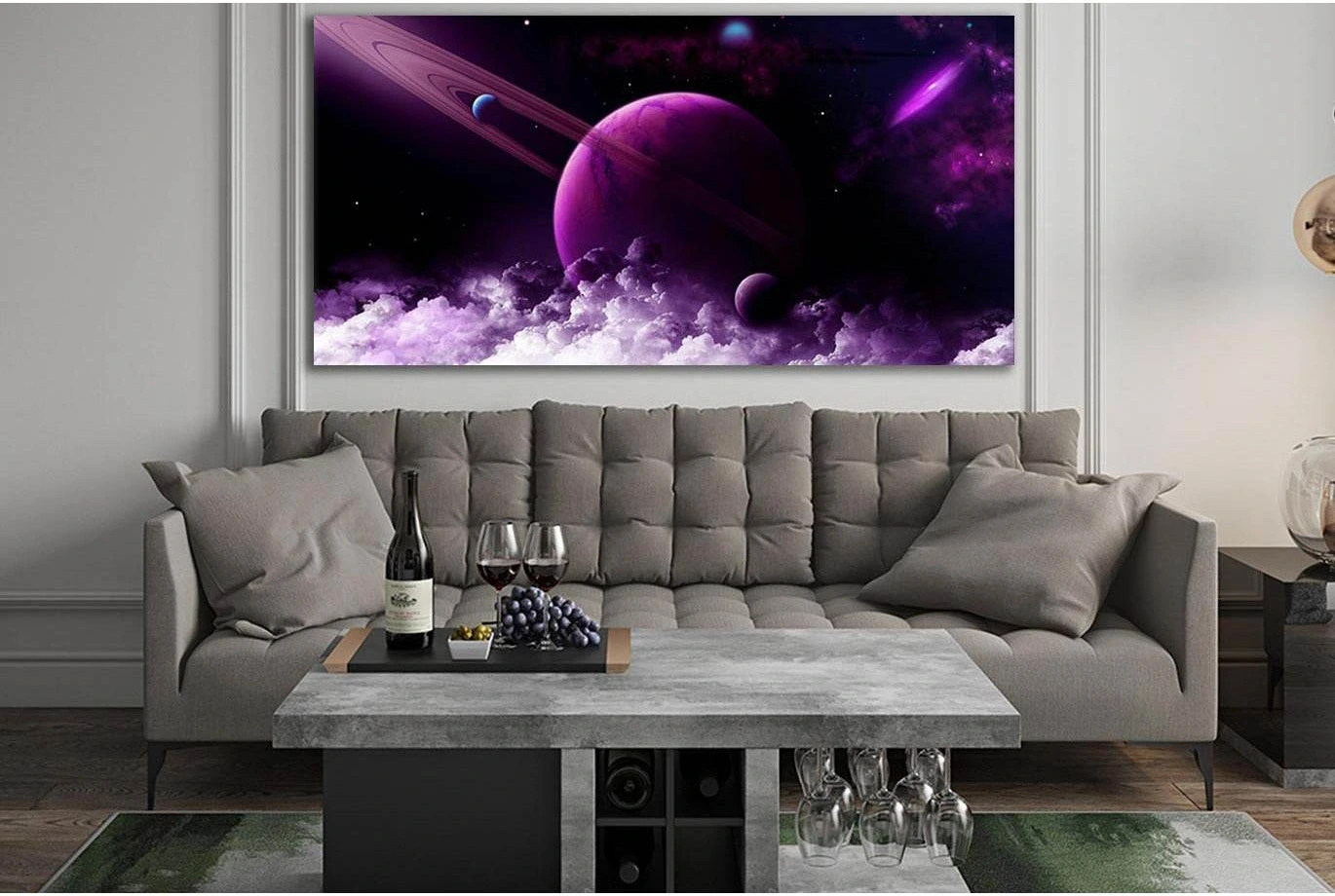 Planets Cloud Space №SL962 Ready to Hang Canvas Print - Zellart Canvas Prints 0new, ALL_Products, Astronomy & Space Canvas Wall Art