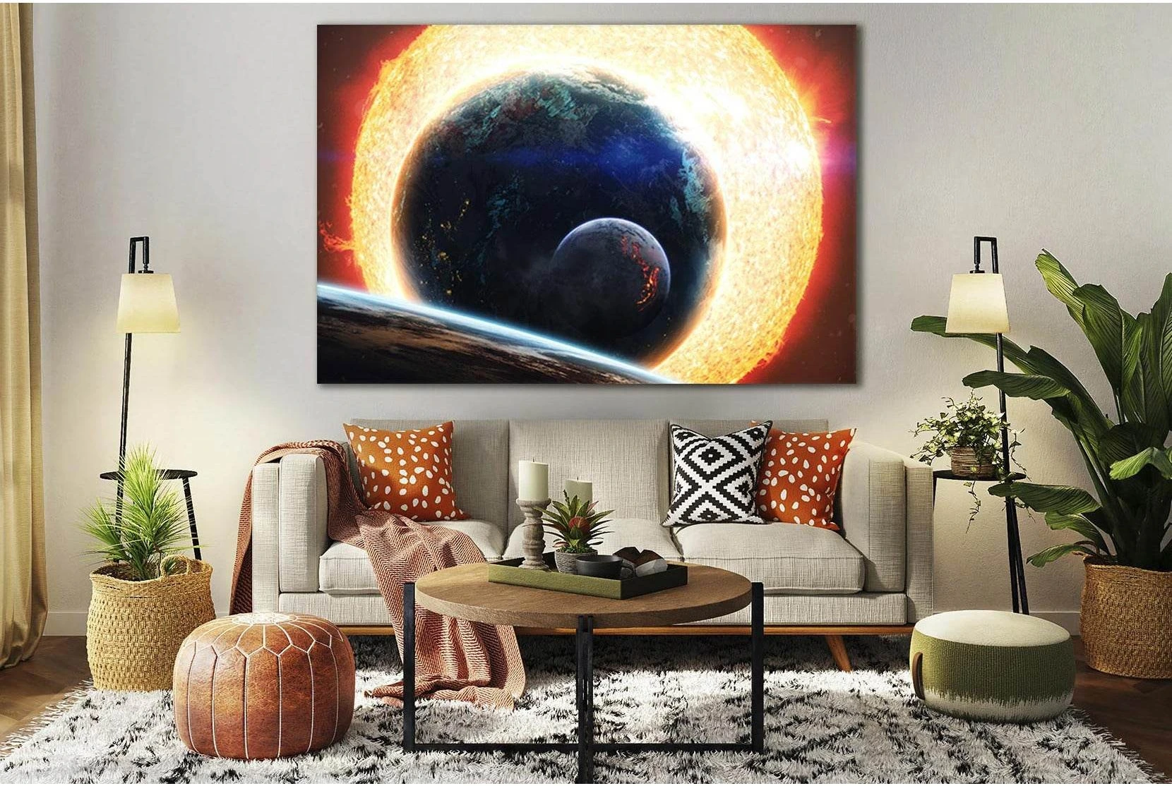 Planets Orbiting Sun №SL406 Ready to Hang Canvas Print - Zellart Canvas Prints 0new, ALL_Products, Astronomy & Space Canvas Wall Art