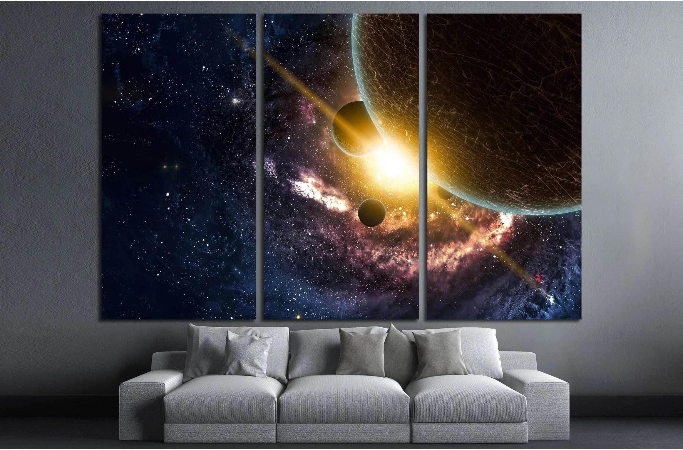 Planets over the nebulae in space №2463 Ready to Hang Canvas Print - Zellart Canvas Prints ALL_Products, s-2463
