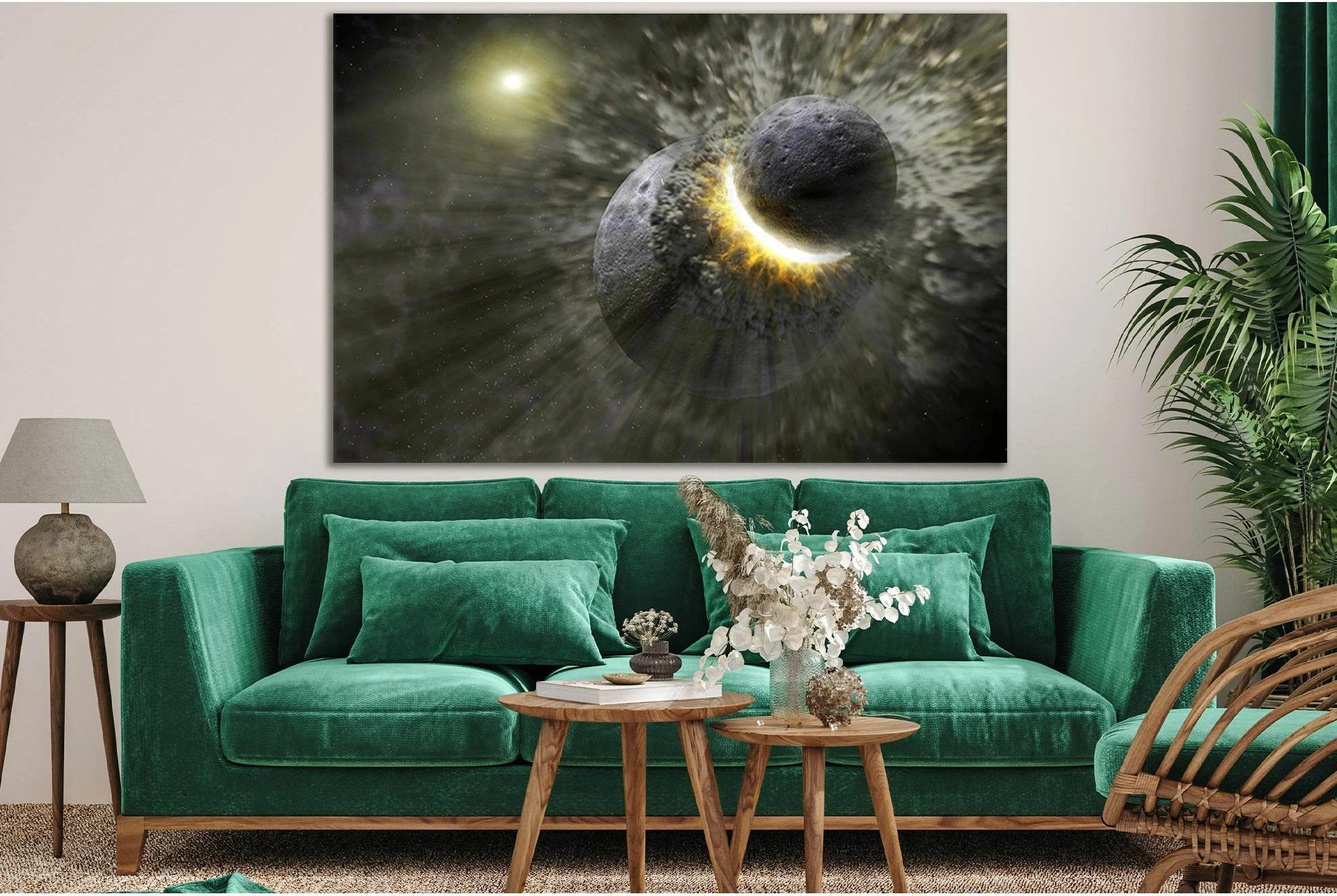 Planets Space Catastrophe №SL959 Ready to Hang Canvas Print - Zellart Canvas Prints 0new, ALL_Products, Astronomy & Space Canvas Wall Art