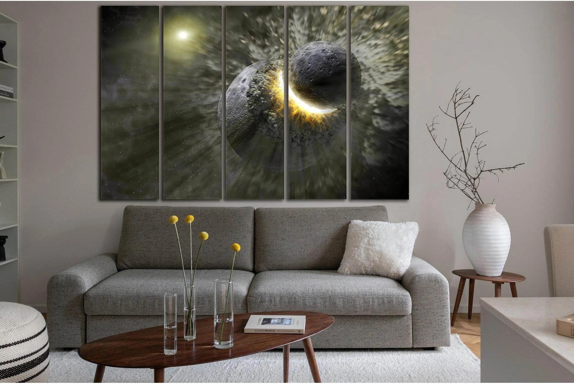 Planets Space Catastrophe №SL959 Ready to Hang Canvas Print - Zellart Canvas Prints 0new, ALL_Products, Astronomy & Space Canvas Wall Art