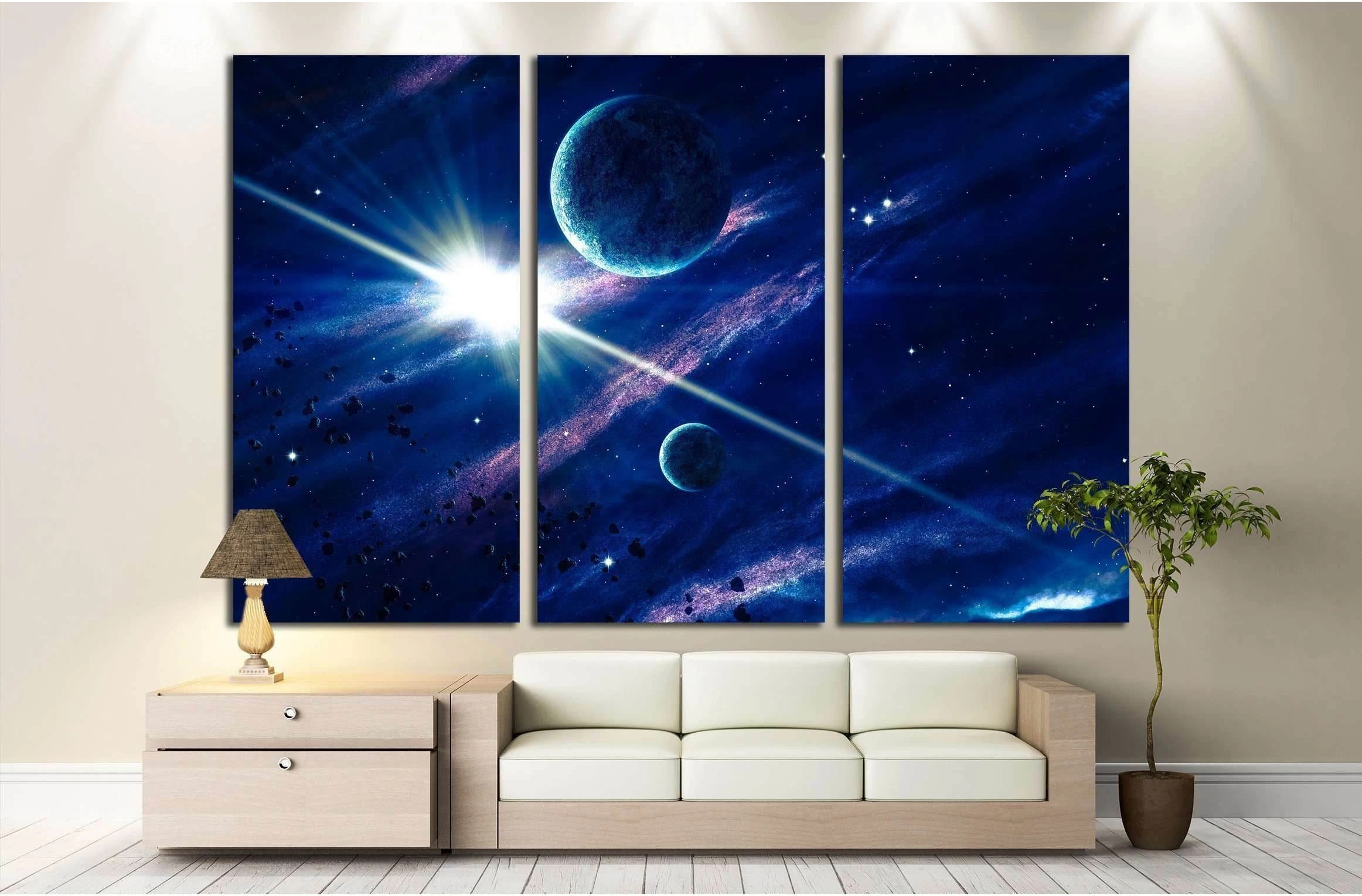 Planets with the shining star in space. Elements of this image furnished by NASA №2461 Ready to Hang Canvas Print - Zellart Canvas Prints ALL_Products, s-2461
