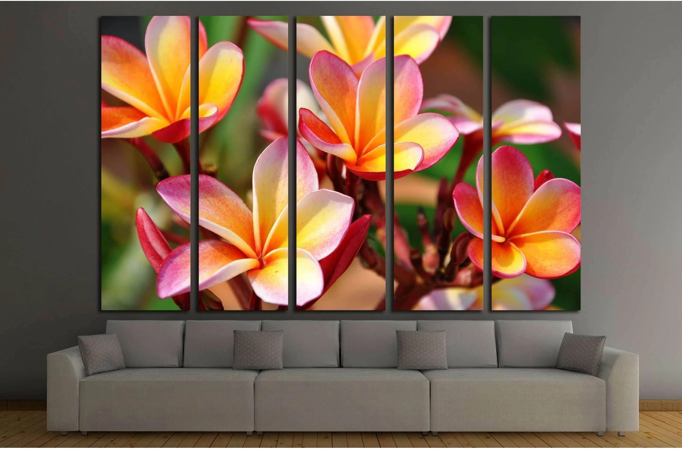 Plumeria. Beautiful pink inflorescence. №2556 Ready to Hang Canvas Print - Zellart Canvas Prints ALL_Products, s-2556
