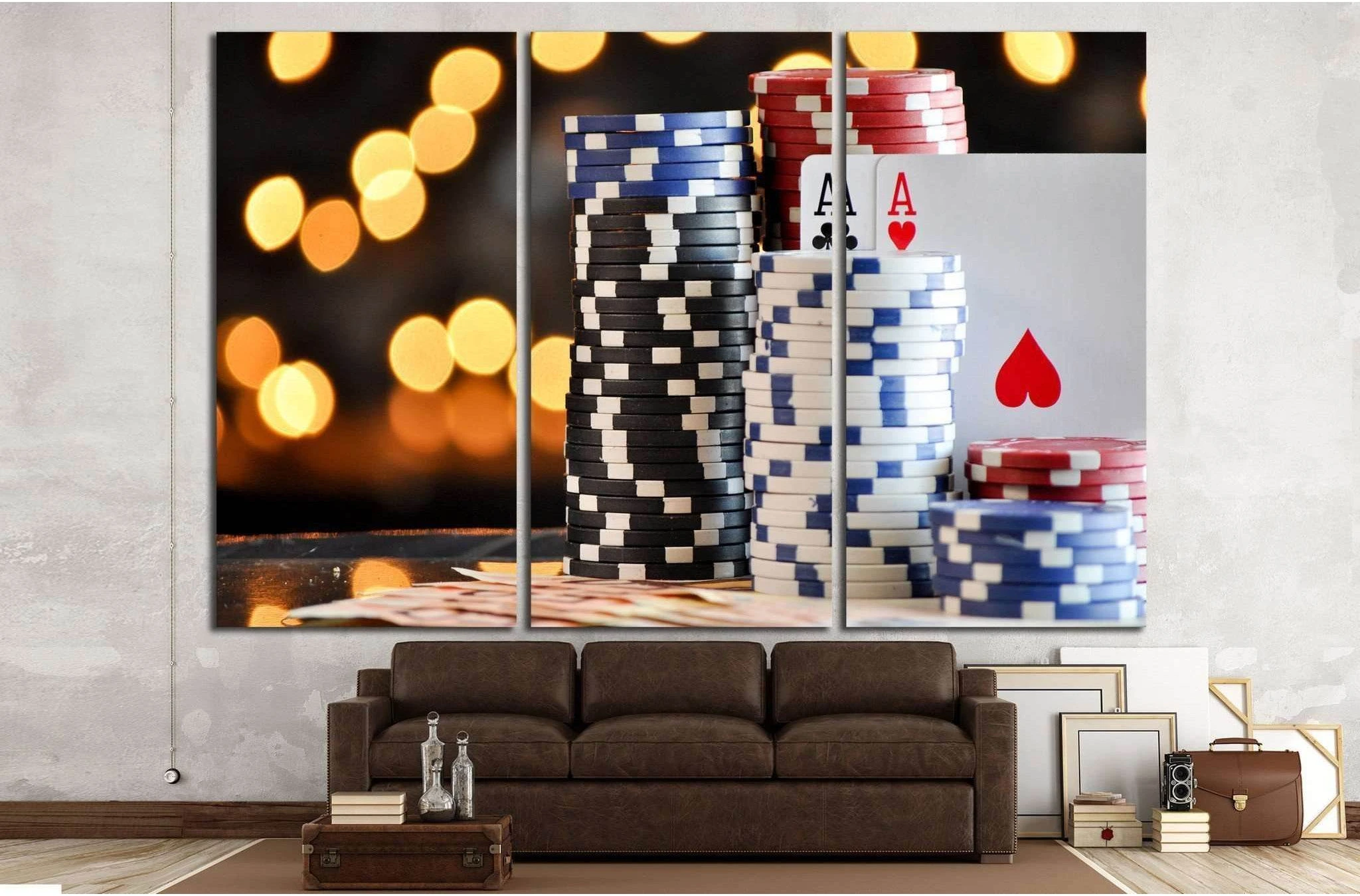 Poker Chips №725 Ready to Hang Canvas Print - Zellart Canvas Prints ALL_Products, s-725
