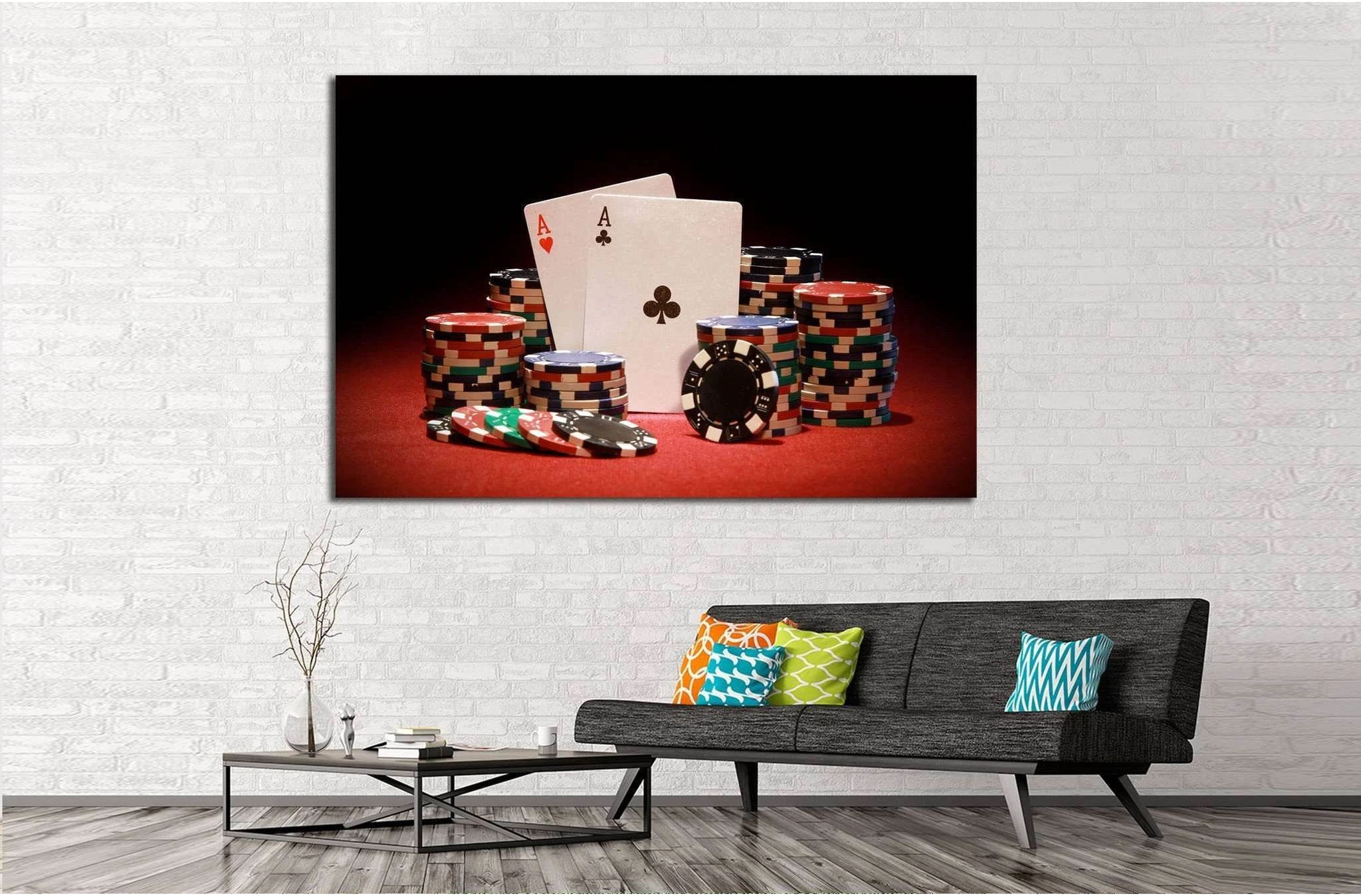 Poker chips and playing cards №543 Ready to Hang Canvas Print - Zellart Canvas Prints ALL_Products, s-543