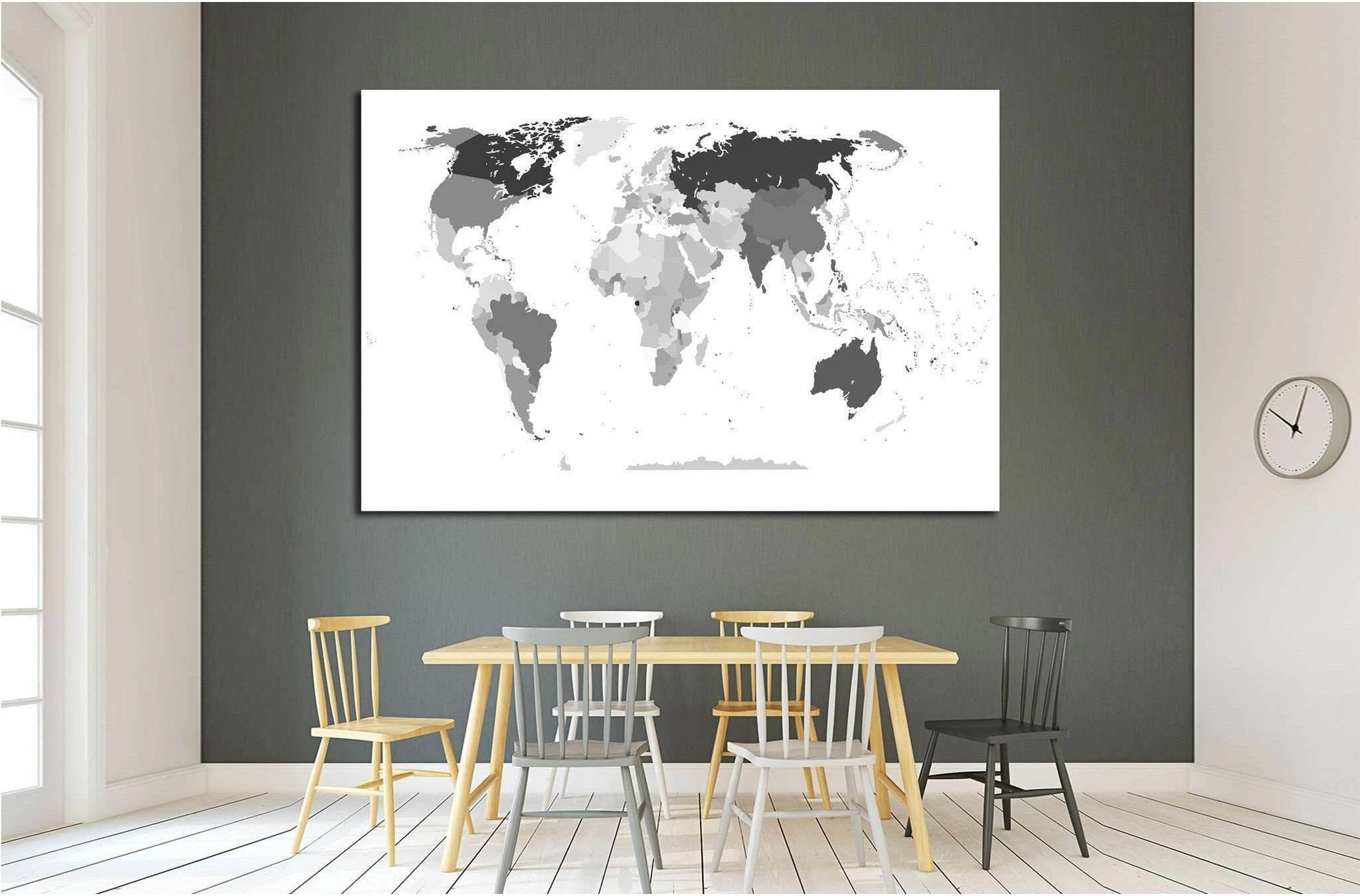 political map of the world №1928 Ready to Hang Canvas Print - Zellart Canvas Prints ALL_Products, s-1928