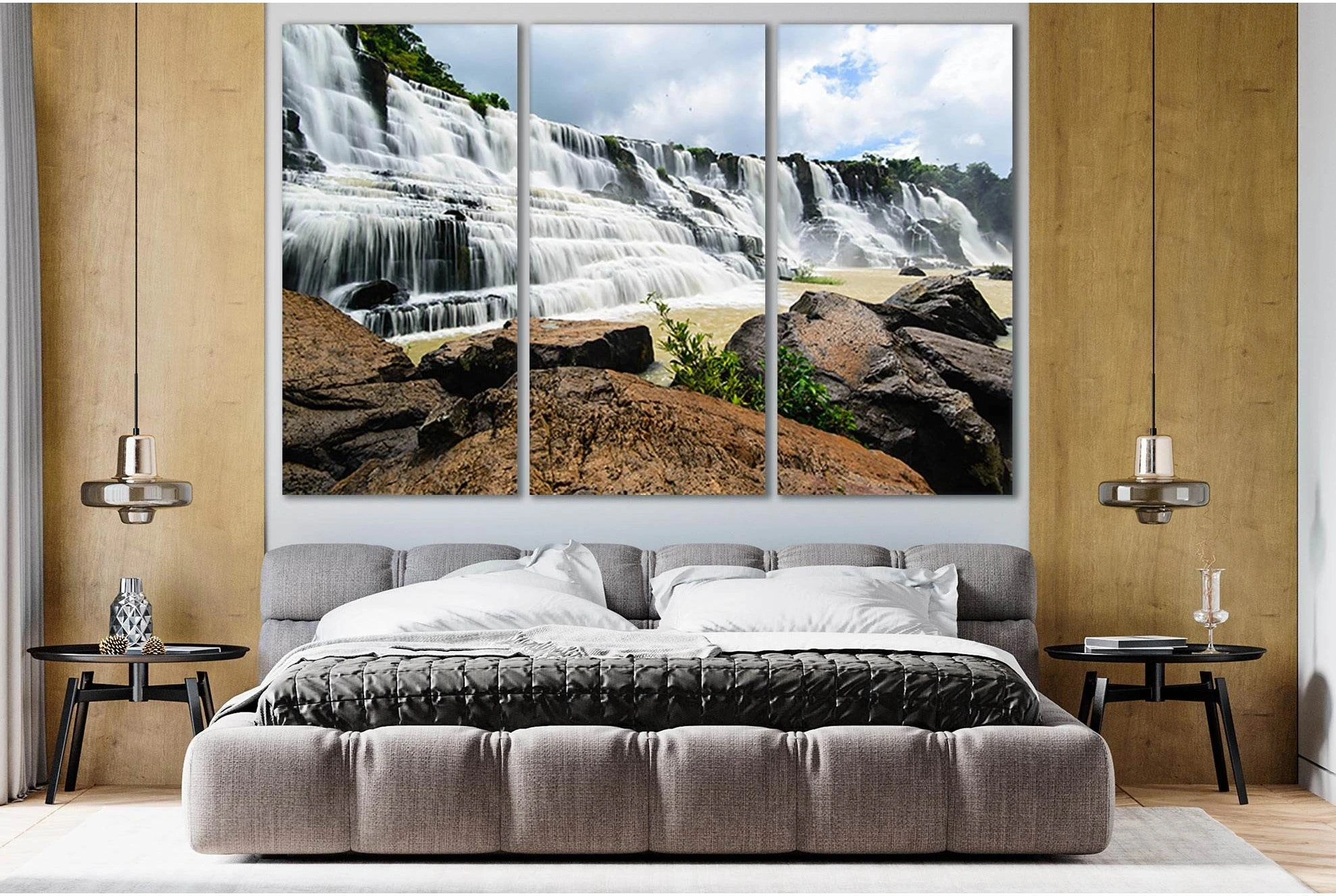 Ponguor Waterfall №SL444 Ready to Hang Canvas Print - Zellart Canvas Prints 0new, ALL_Products, Waterfall, Waterfall Wall Art