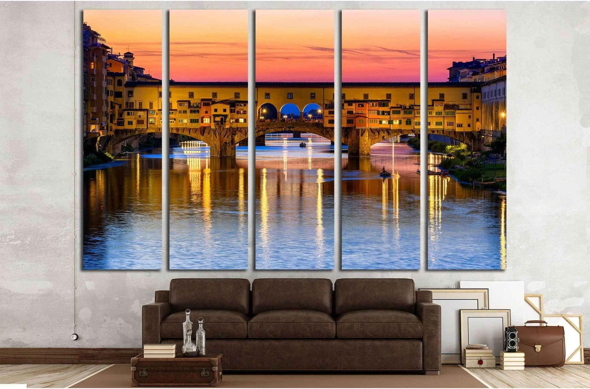 Ponte Vecchio over Arno River in Florence, Italy №1244 Ready to Hang Canvas Print - Zellart Canvas Prints ALL_Products, s-1244