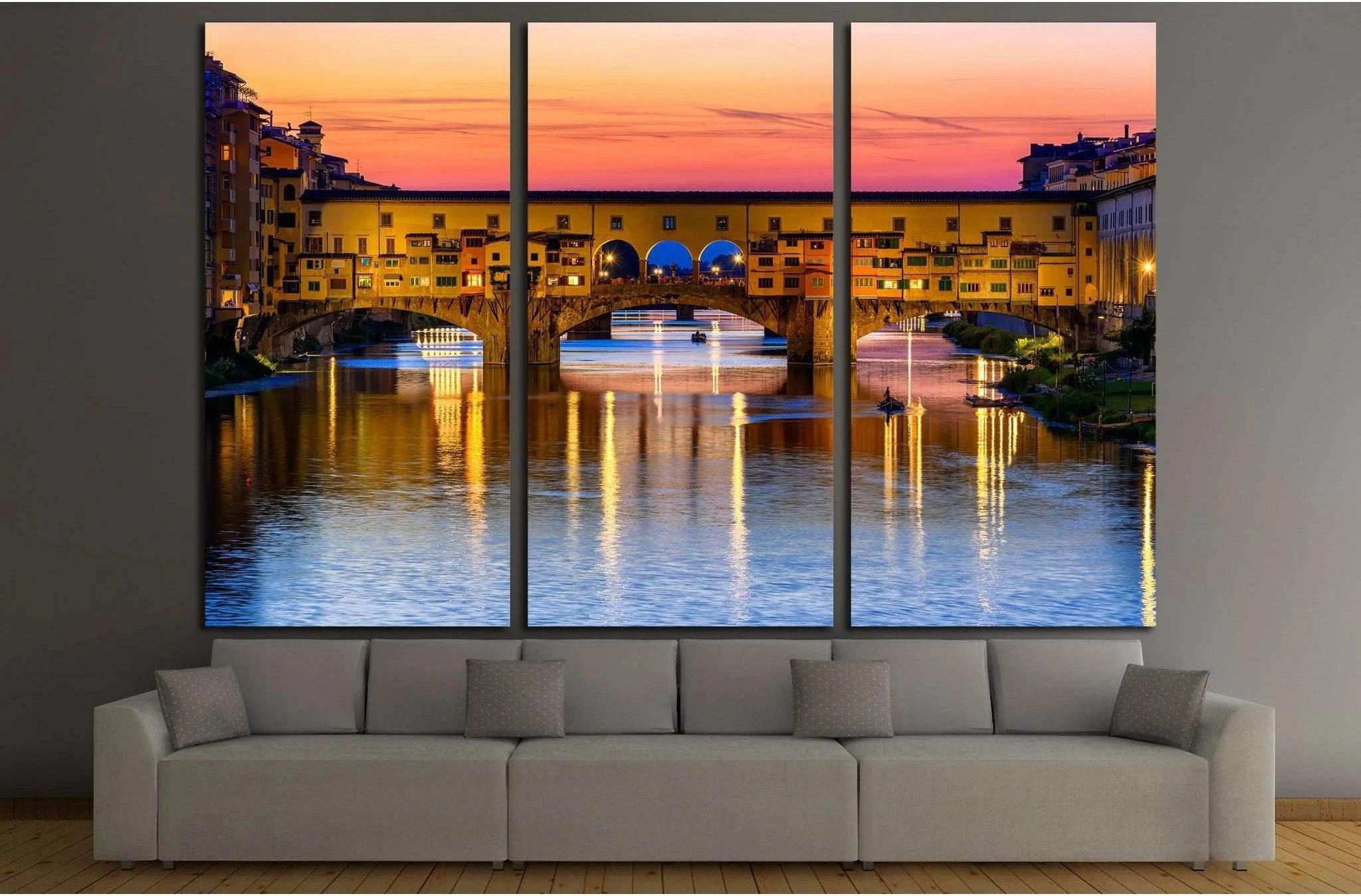 Ponte Vecchio over Arno River in Florence, Italy №1244 Ready to Hang Canvas Print - Zellart Canvas Prints ALL_Products, s-1244