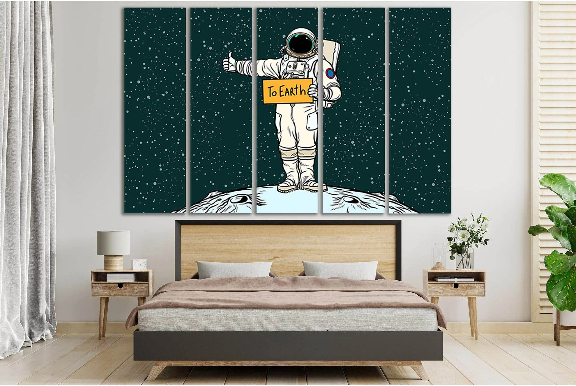 Pop Art Astronaut Hitch Rides On Earth №SL544 Ready to Hang Canvas Print - Zellart Canvas Prints 0new, ALL_Products, Pop ART