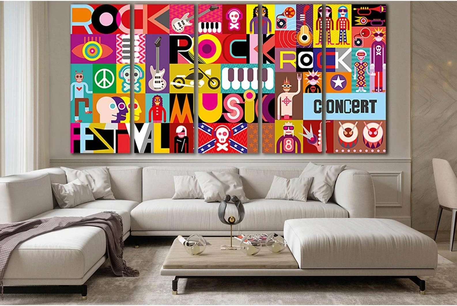 Pop Art Music Collage №SL532 Ready to Hang Canvas Print - Zellart Canvas Prints 0new, ALL_Products, Pop ART