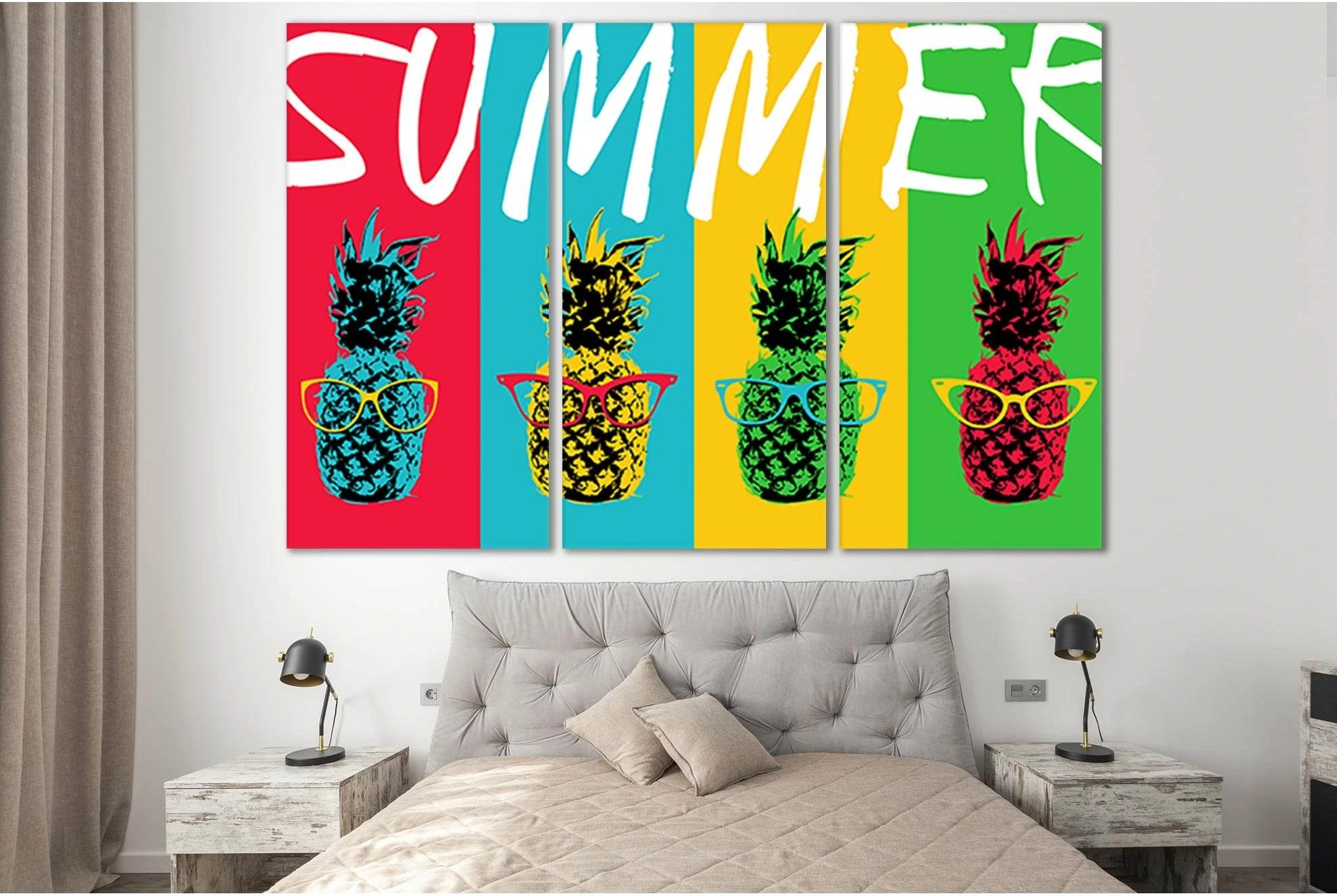 Pop Art Pineapple With Glasses №SL542 Ready to Hang Canvas Print - Zellart Canvas Prints 0new, ALL_Products, Pop ART