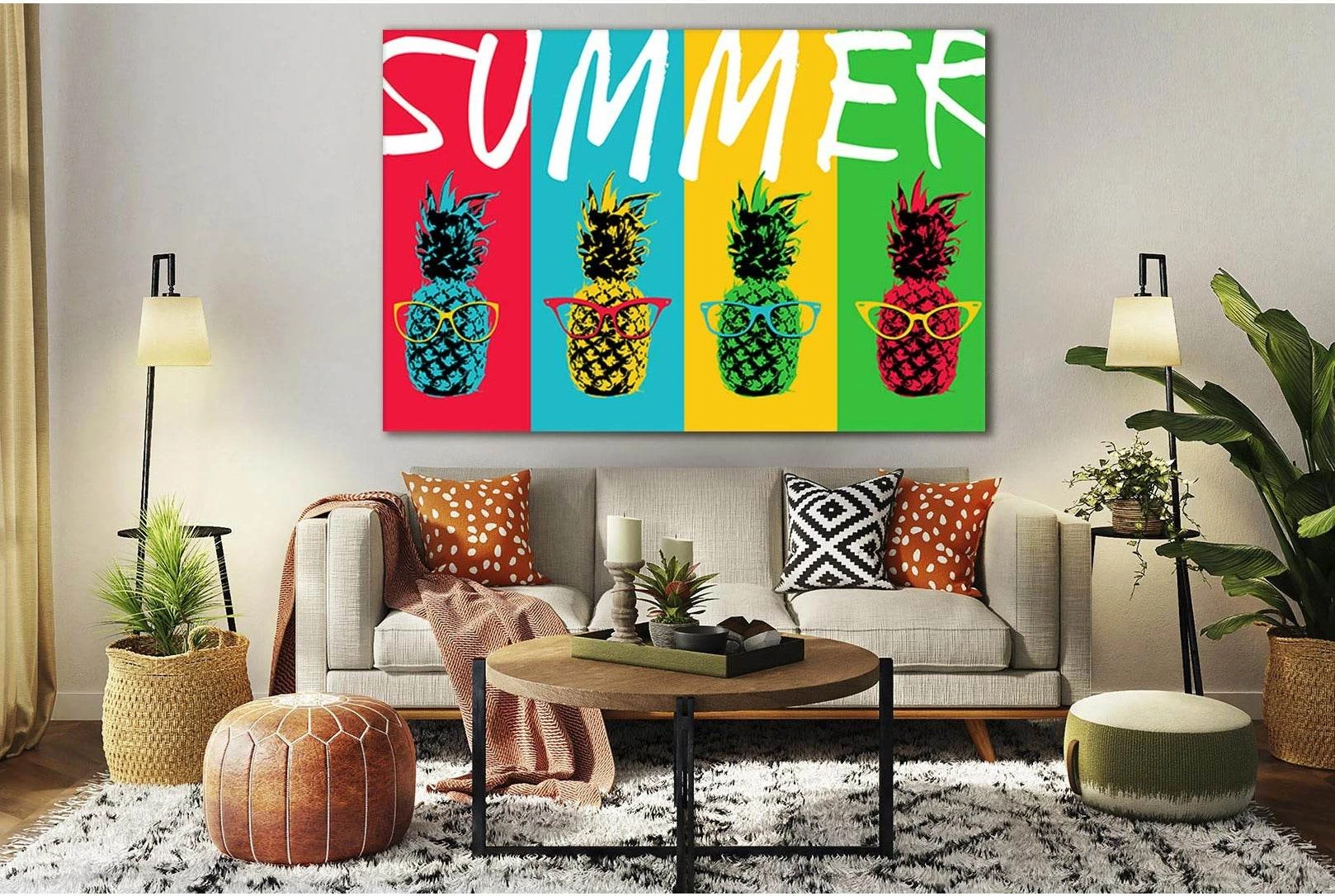 Pop Art Pineapple With Glasses №SL542 Ready to Hang Canvas Print - Zellart Canvas Prints 0new, ALL_Products, Pop ART
