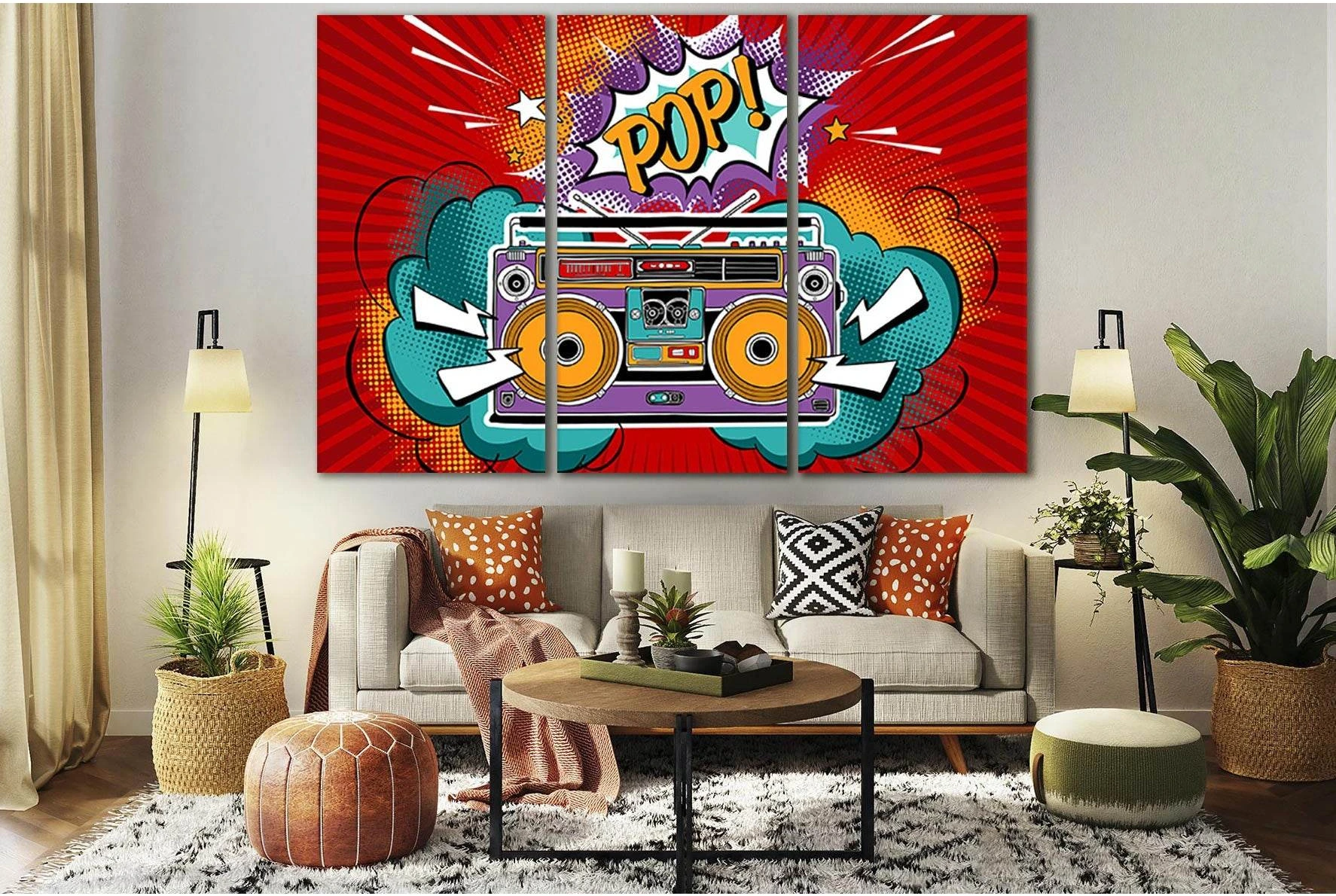 Pop Art Portable Boombox №SL545 Ready to Hang Canvas Print - Zellart Canvas Prints 0new, ALL_Products, Pop ART