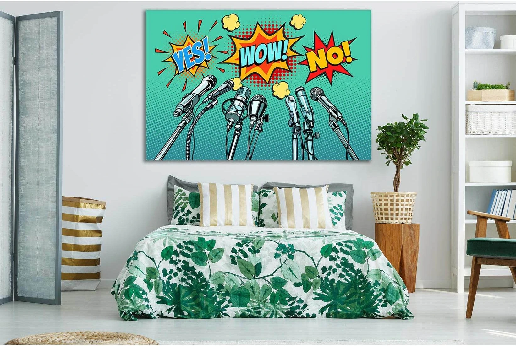 Pop Art Press Conference Microphones №SL543 Ready to Hang Canvas Print - Zellart Canvas Prints 0new, ALL_Products, Pop ART