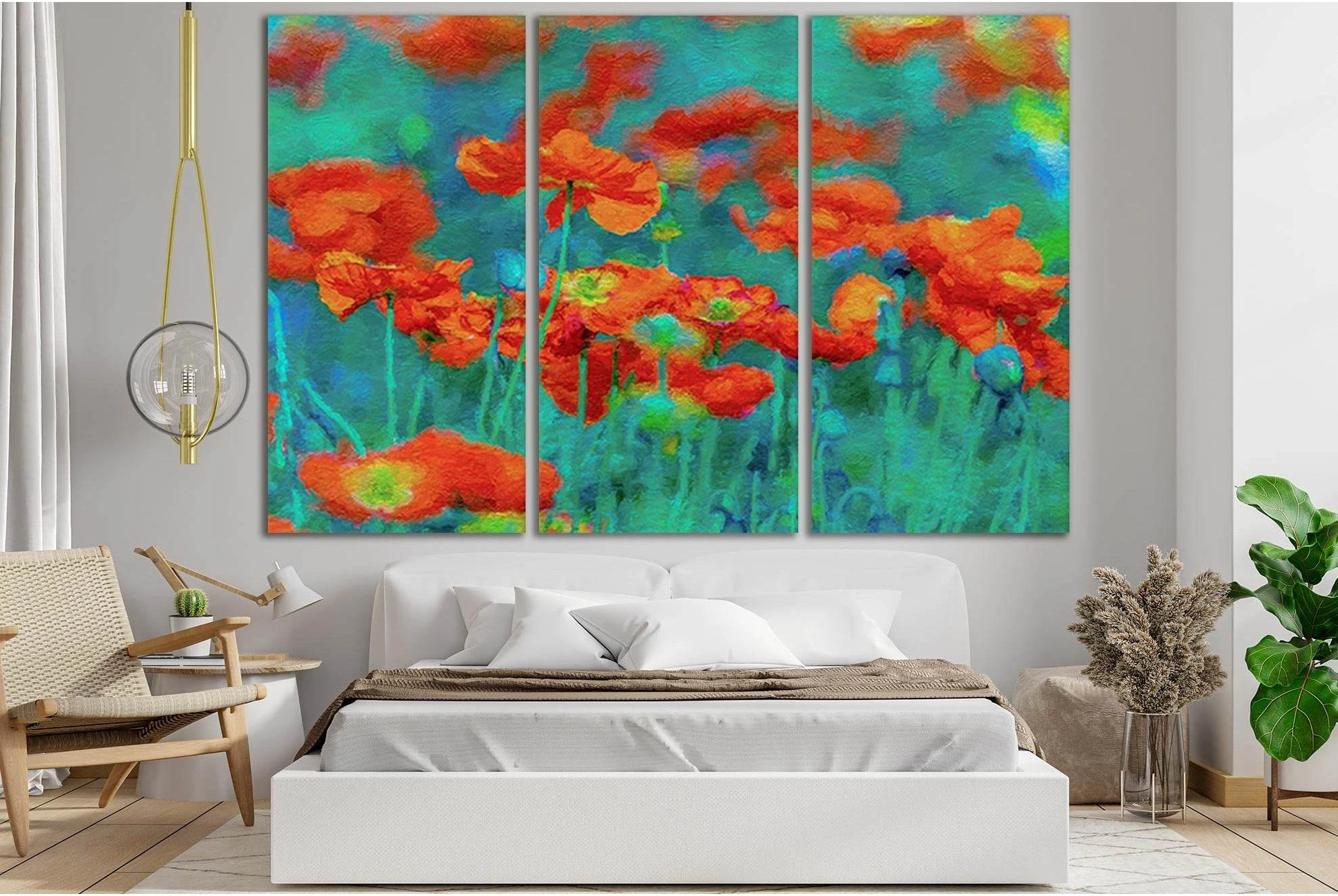 Poppies Oil Painting №SL564 Ready to Hang Canvas Print - Zellart Canvas Prints 0new, ALL_Products, Oil Painting Wall Art