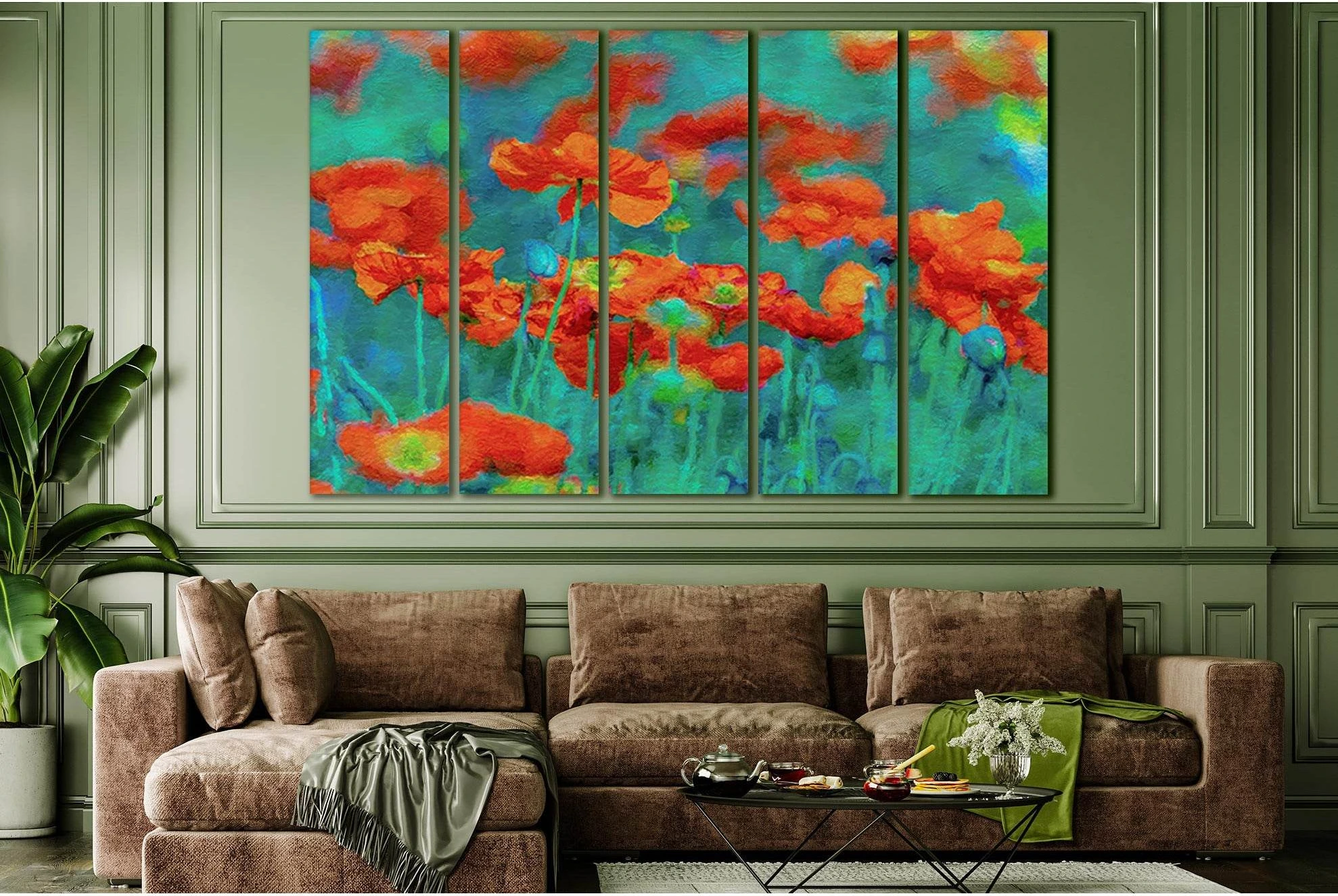 Poppies Oil Painting №SL564 Ready to Hang Canvas Print - Zellart Canvas Prints 0new, ALL_Products, Oil Painting Wall Art